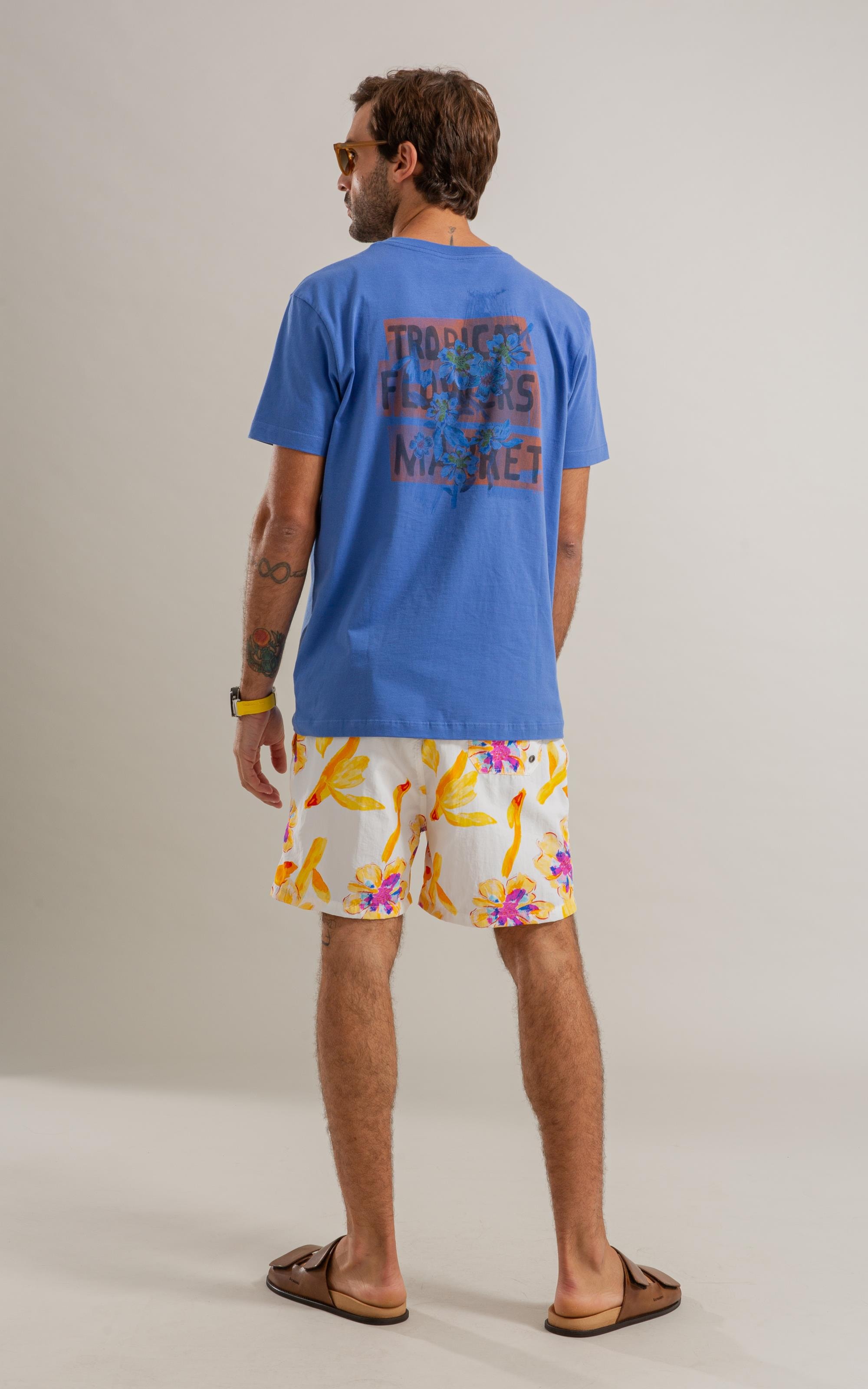Beach Short Artflower Biarritz Amarelo