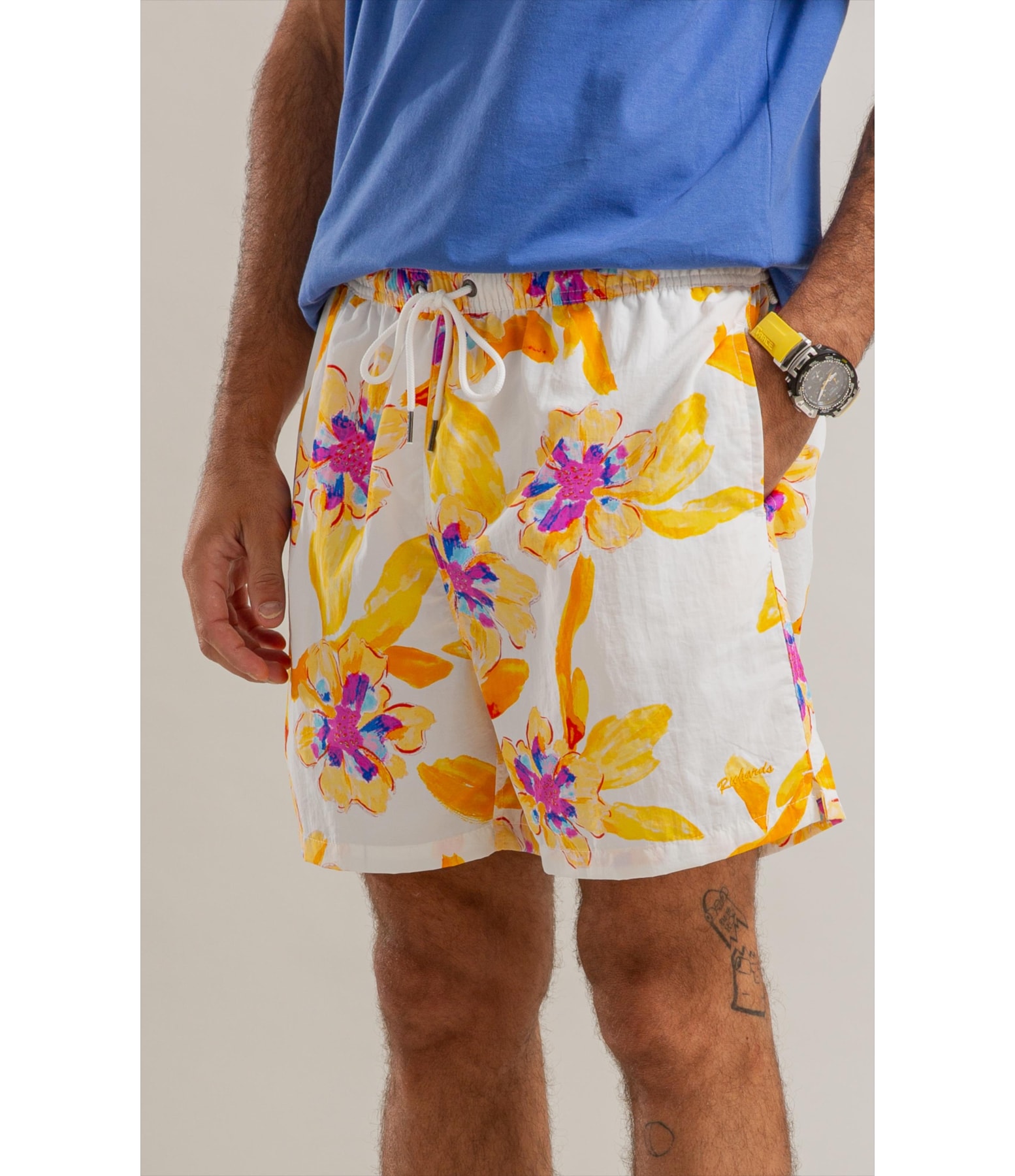 Beach Short Artflower Biarritz Amarelo