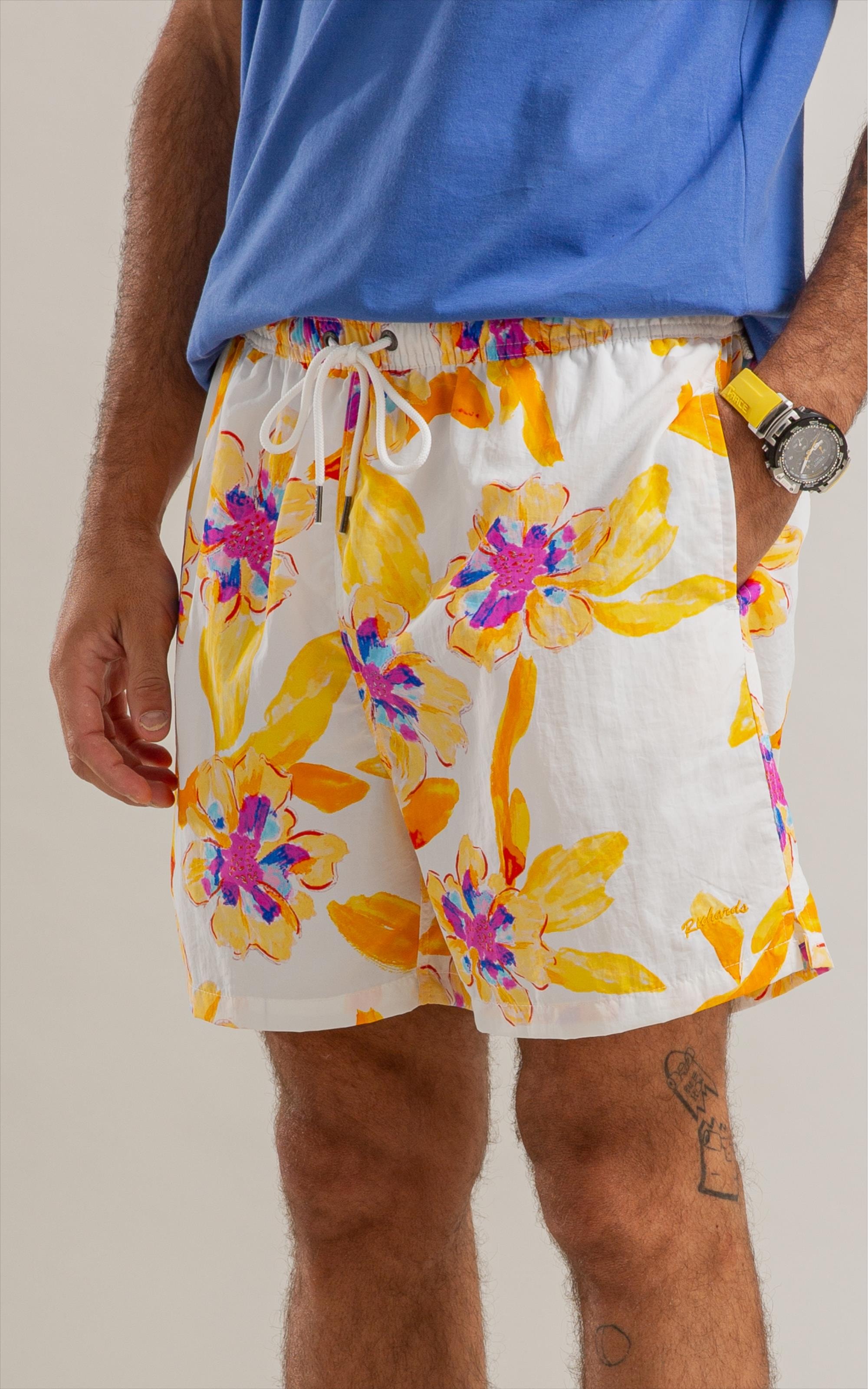 Beach Short Artflower Biarritz Amarelo