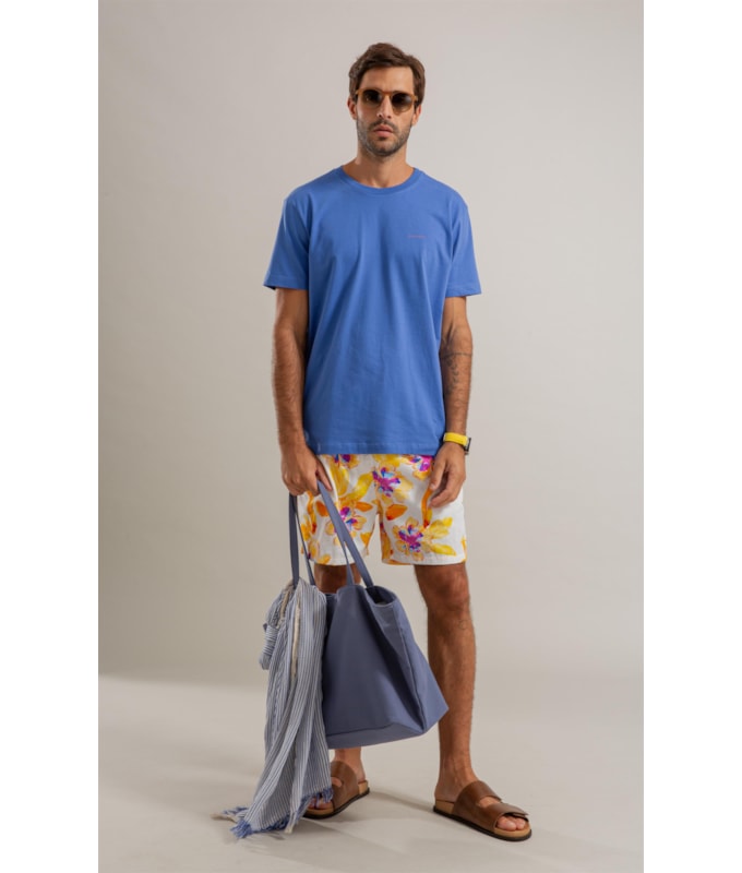 Beach Short Artflower Biarritz Amarelo