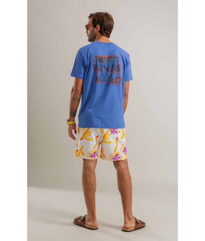 Beach Short Artflower Biarritz Amarelo
