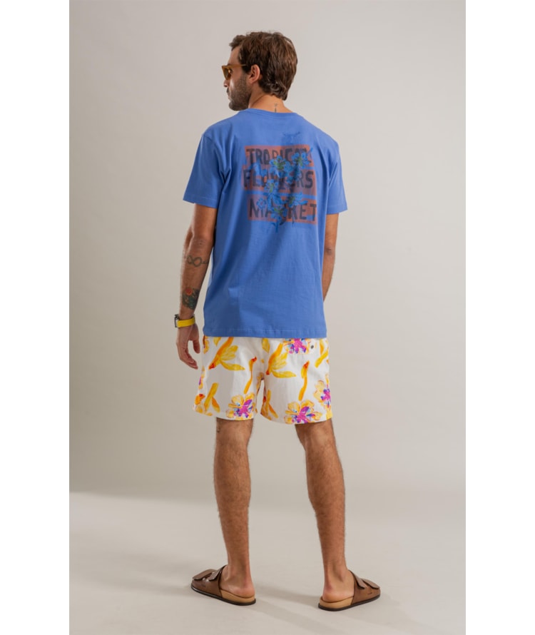 Beach Short Artflower Biarritz Amarelo
