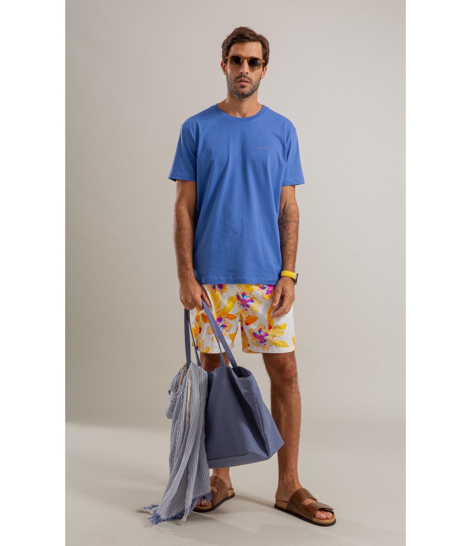 Beach Short Artflower Biarritz Amarelo