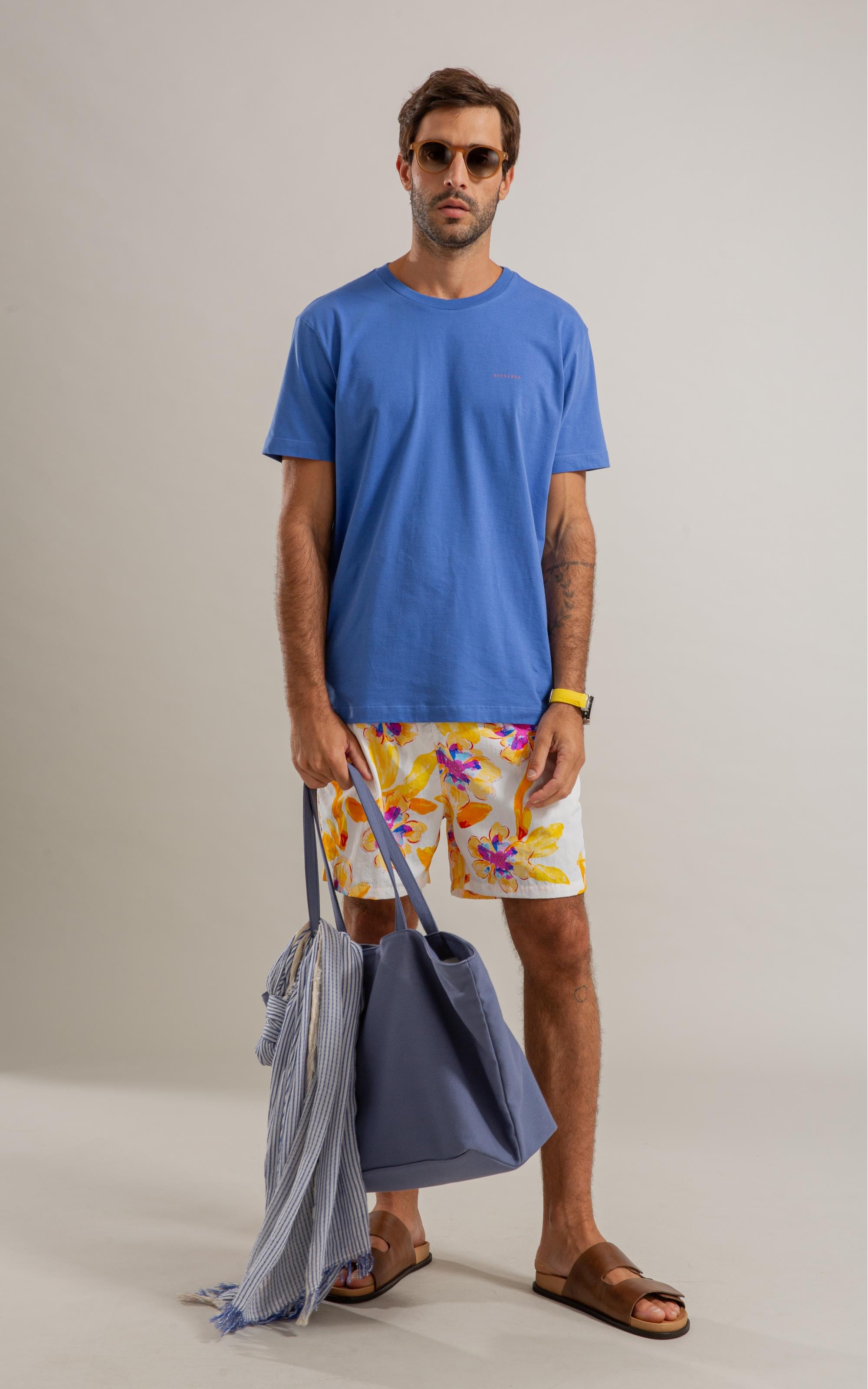 Beach Short Artflower Biarritz Amarelo