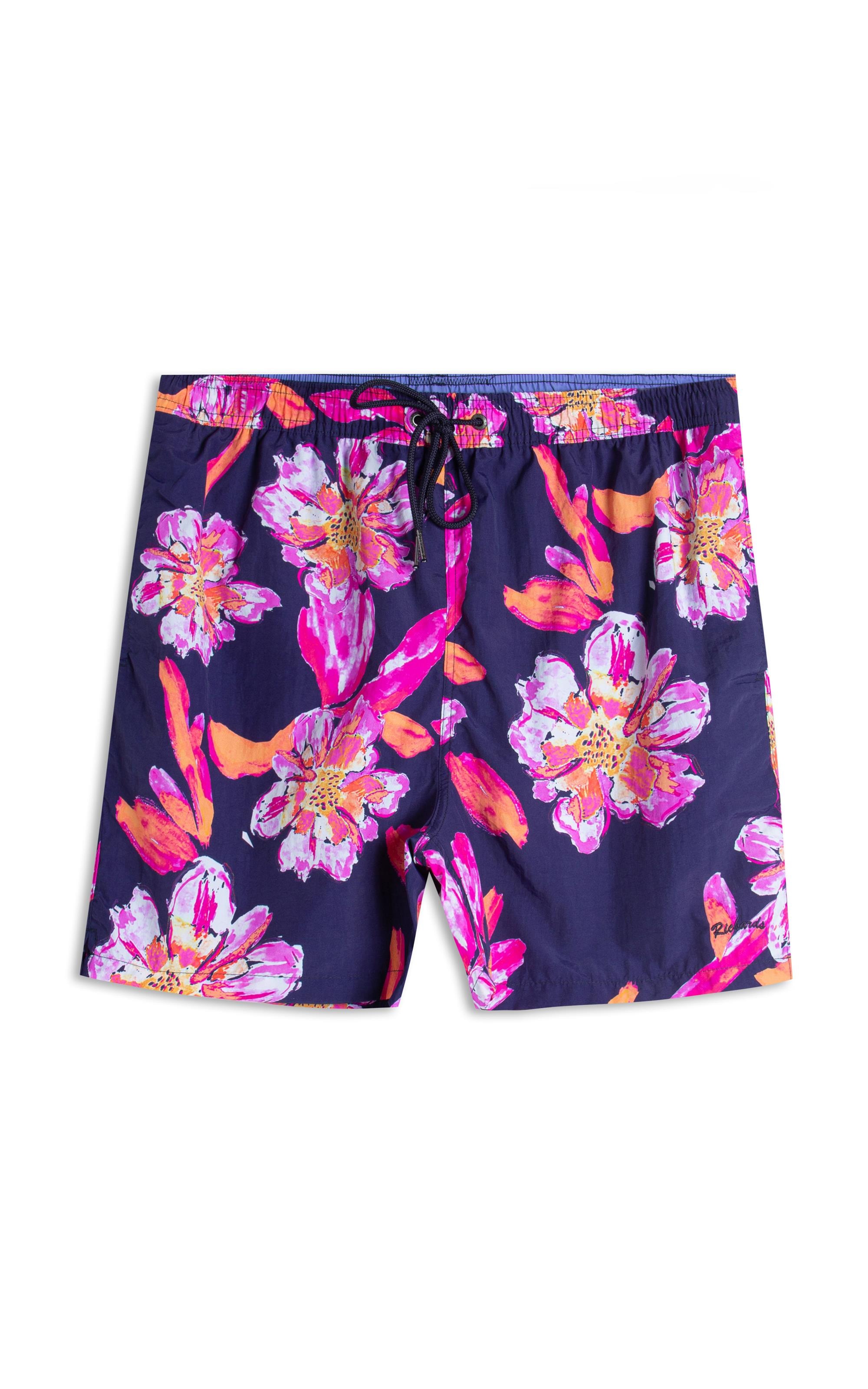 Beach Short Artflower Regular Dark Navy