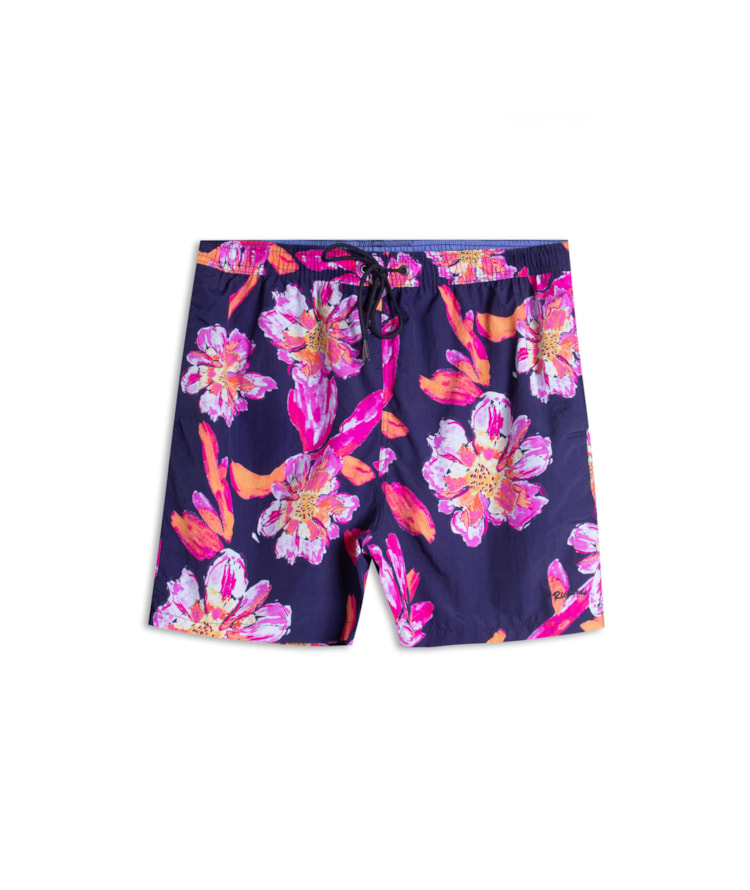 Beach Short Artflower Regular Dark Navy