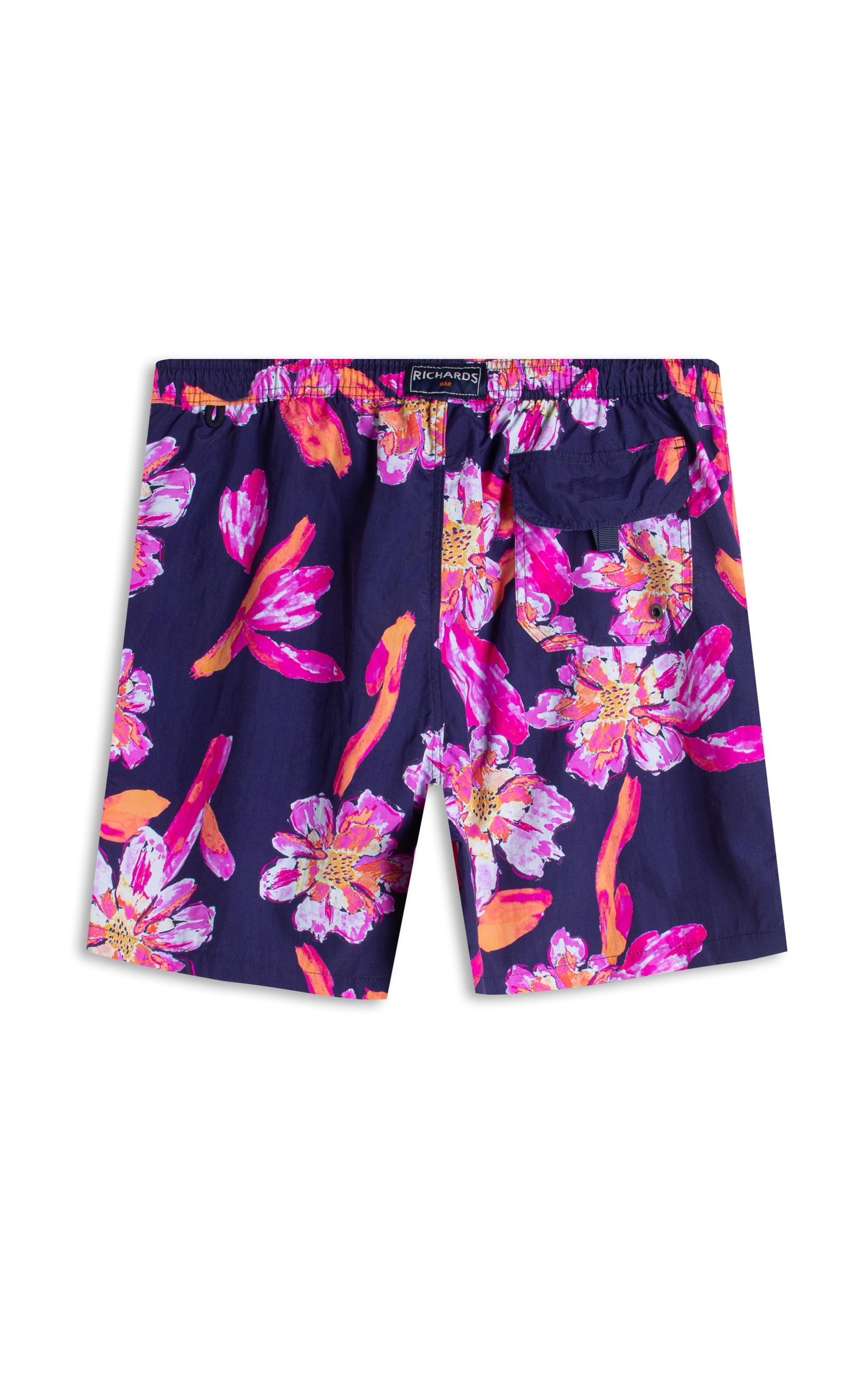 Beach Short Artflower Regular Dark Navy