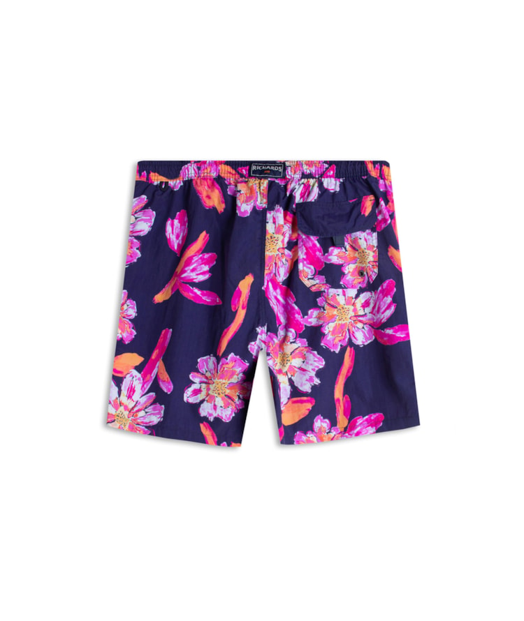 Beach Short Artflower Regular Dark Navy