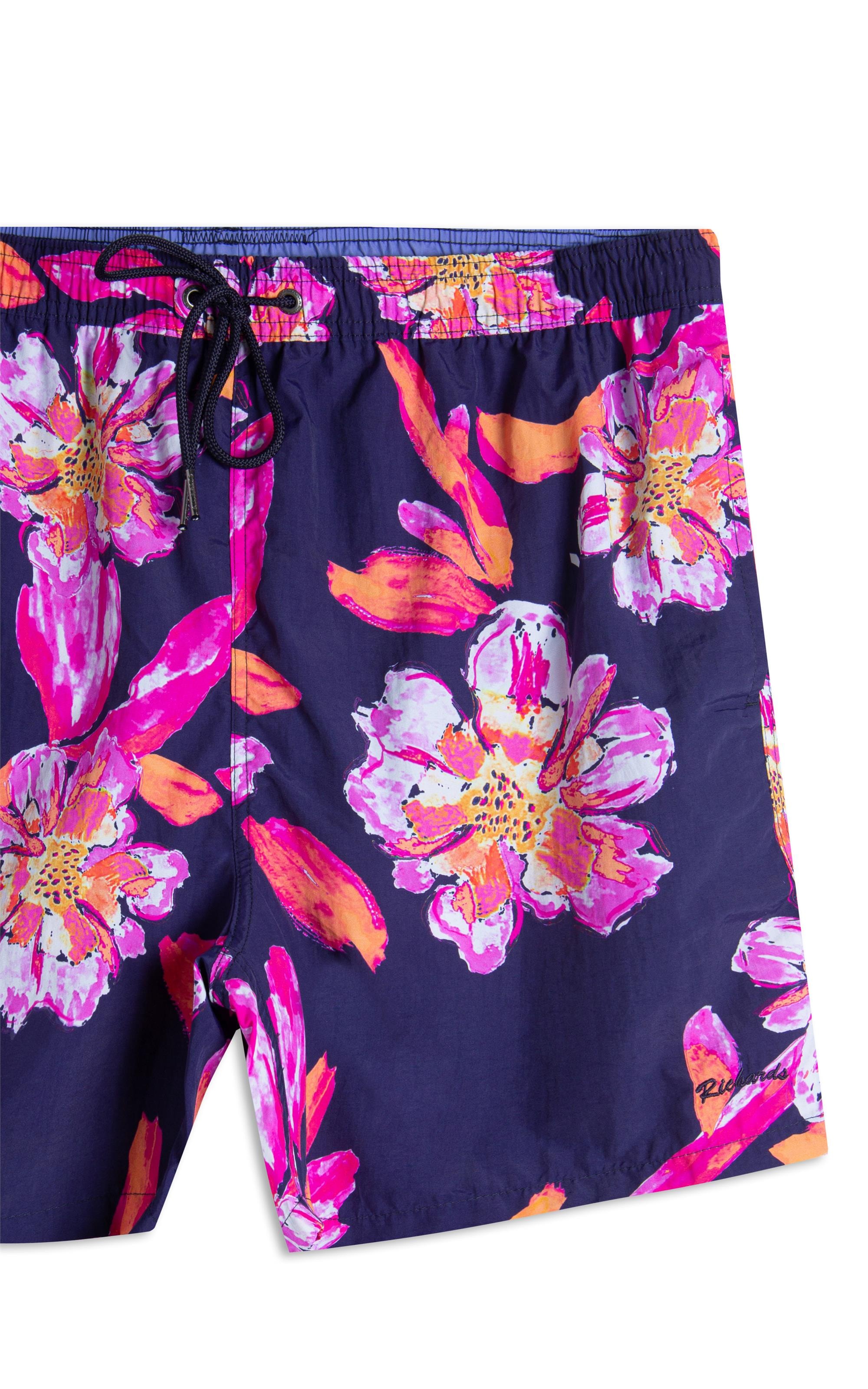 Beach Short Artflower Regular Dark Navy