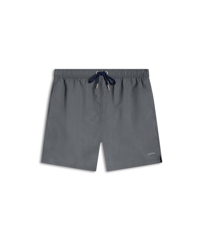 Beach Short Basic Regular Solid Cinza Claro