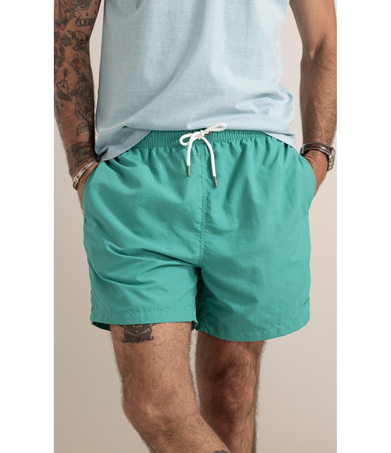 Beach Short Basic Regular Solid Esmeralda