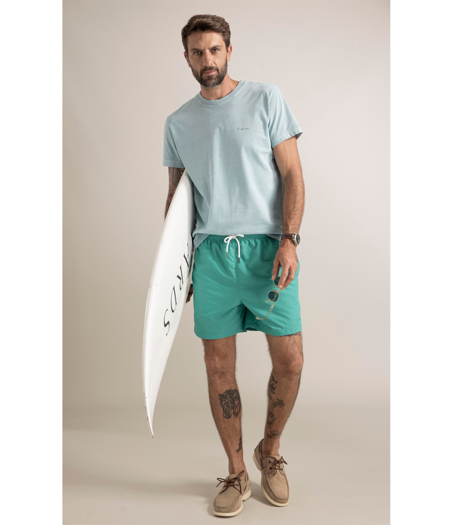 Beach Short Basic Regular Solid Esmeralda