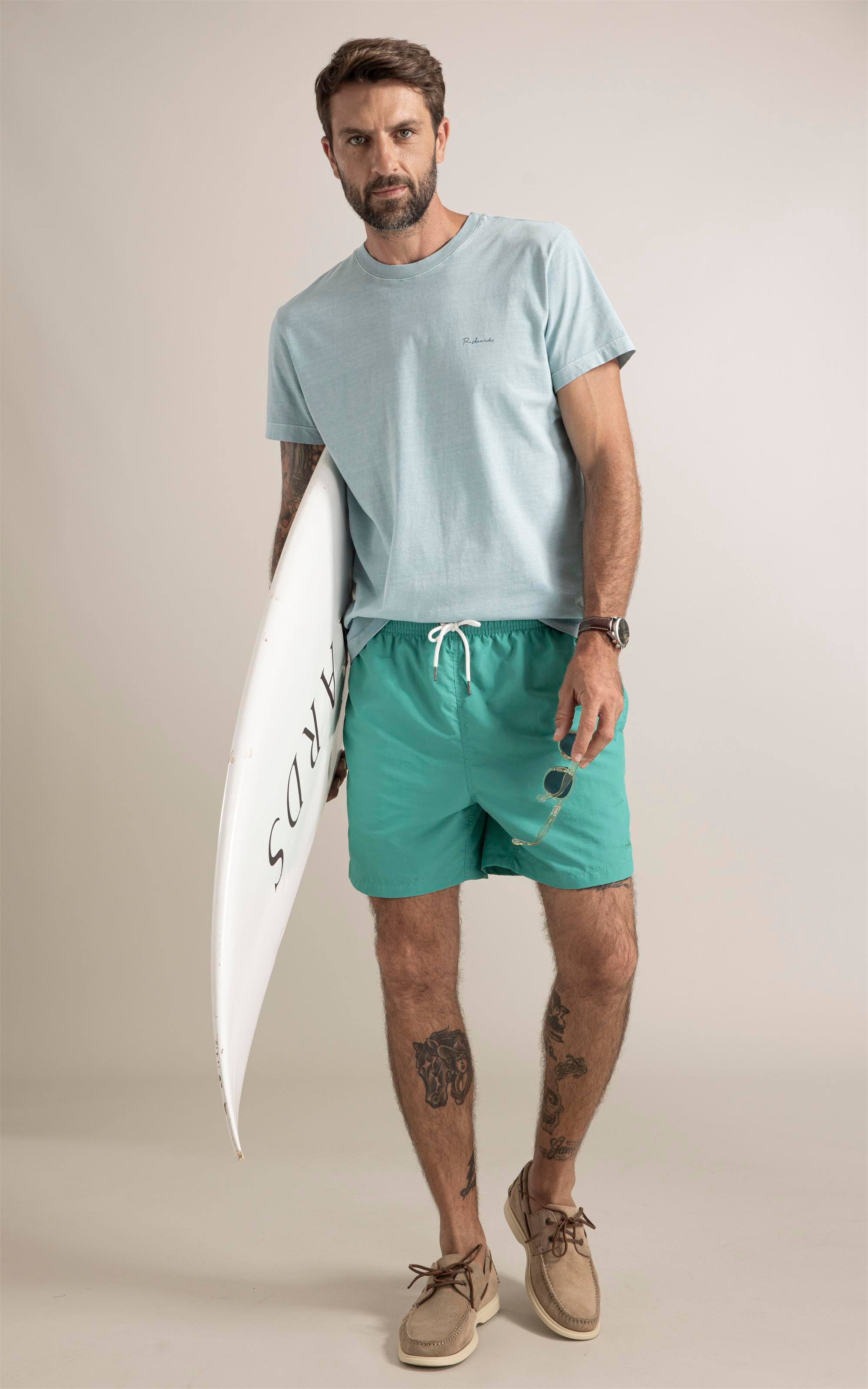 Beach Short Basic Regular Solid Esmeralda