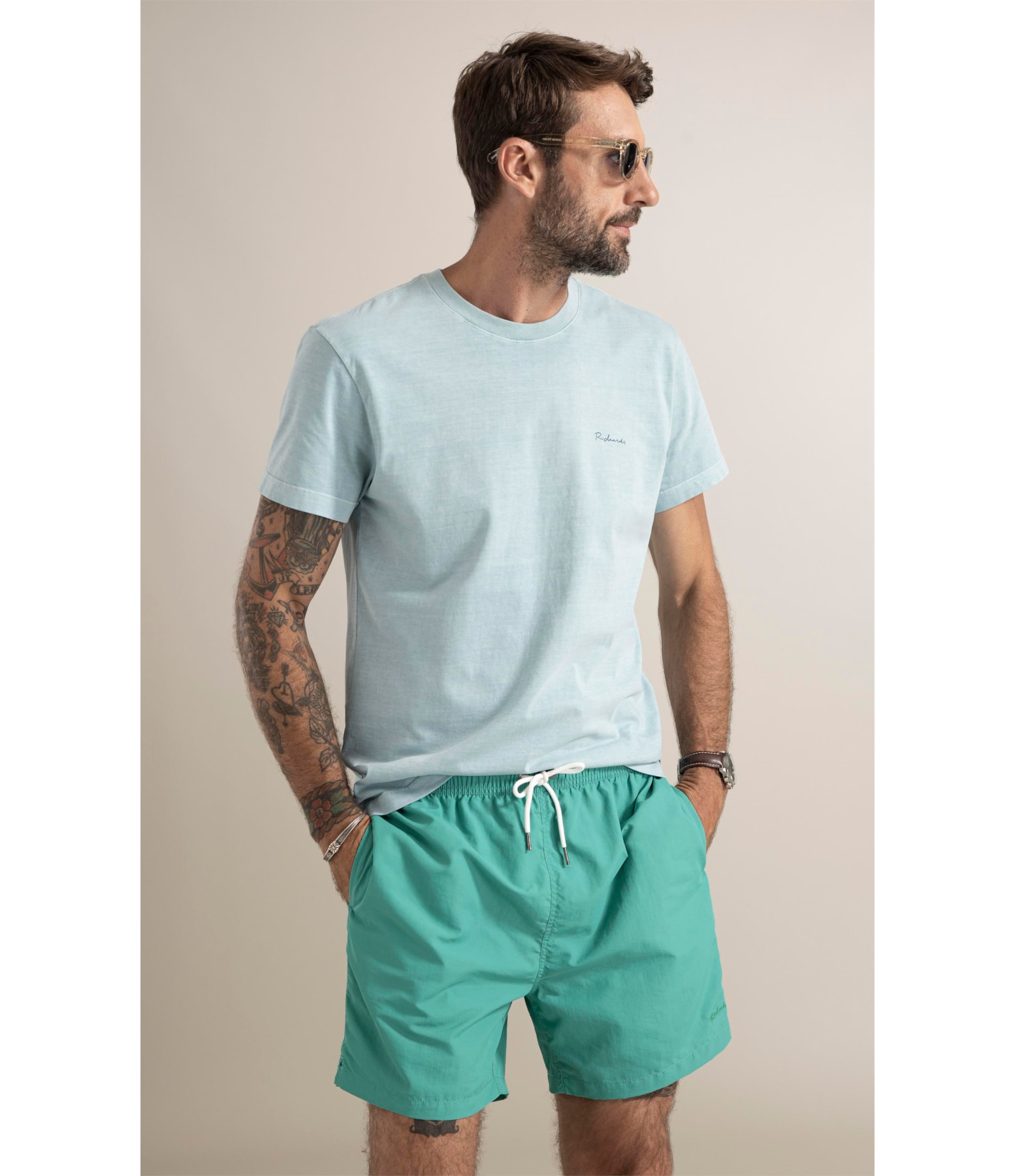 Beach Short Basic Regular Solid Esmeralda