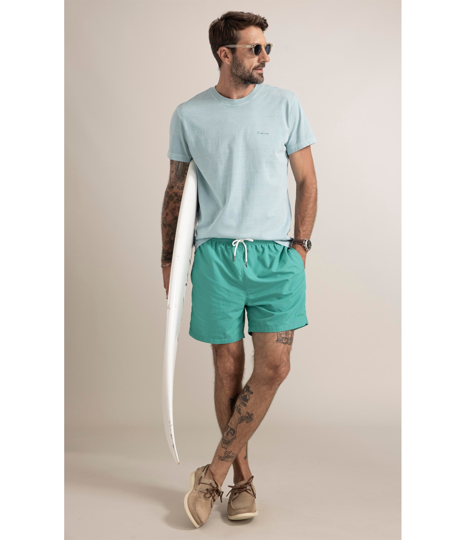 Beach Short Basic Regular Solid Esmeralda