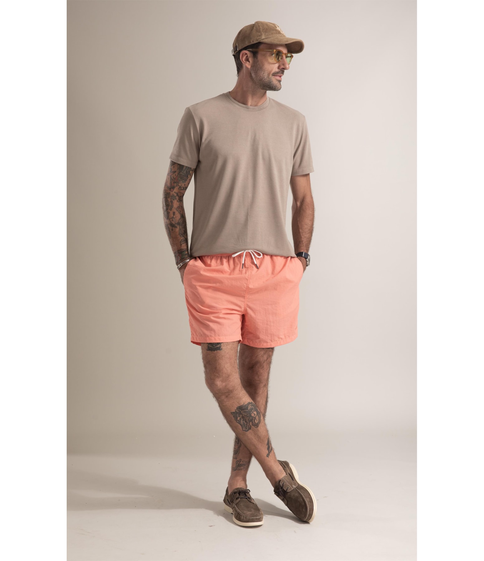 Beach Short Basic Regular Solid Goiaba