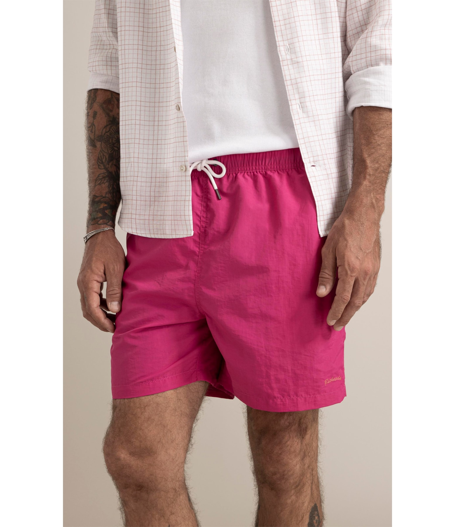 Beach Short Basic Regular Solid Pink