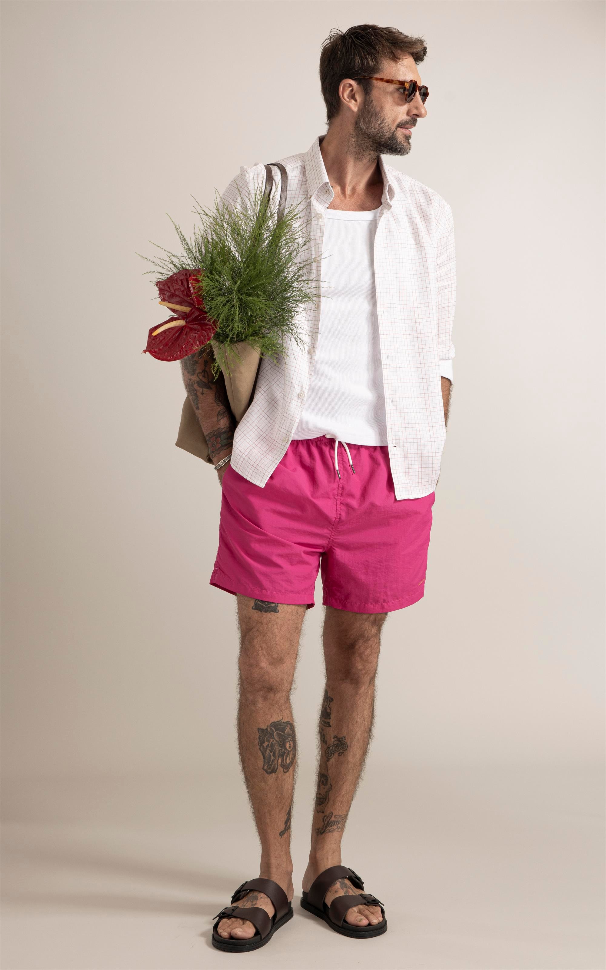 Beach Short Basic Regular Solid Pink