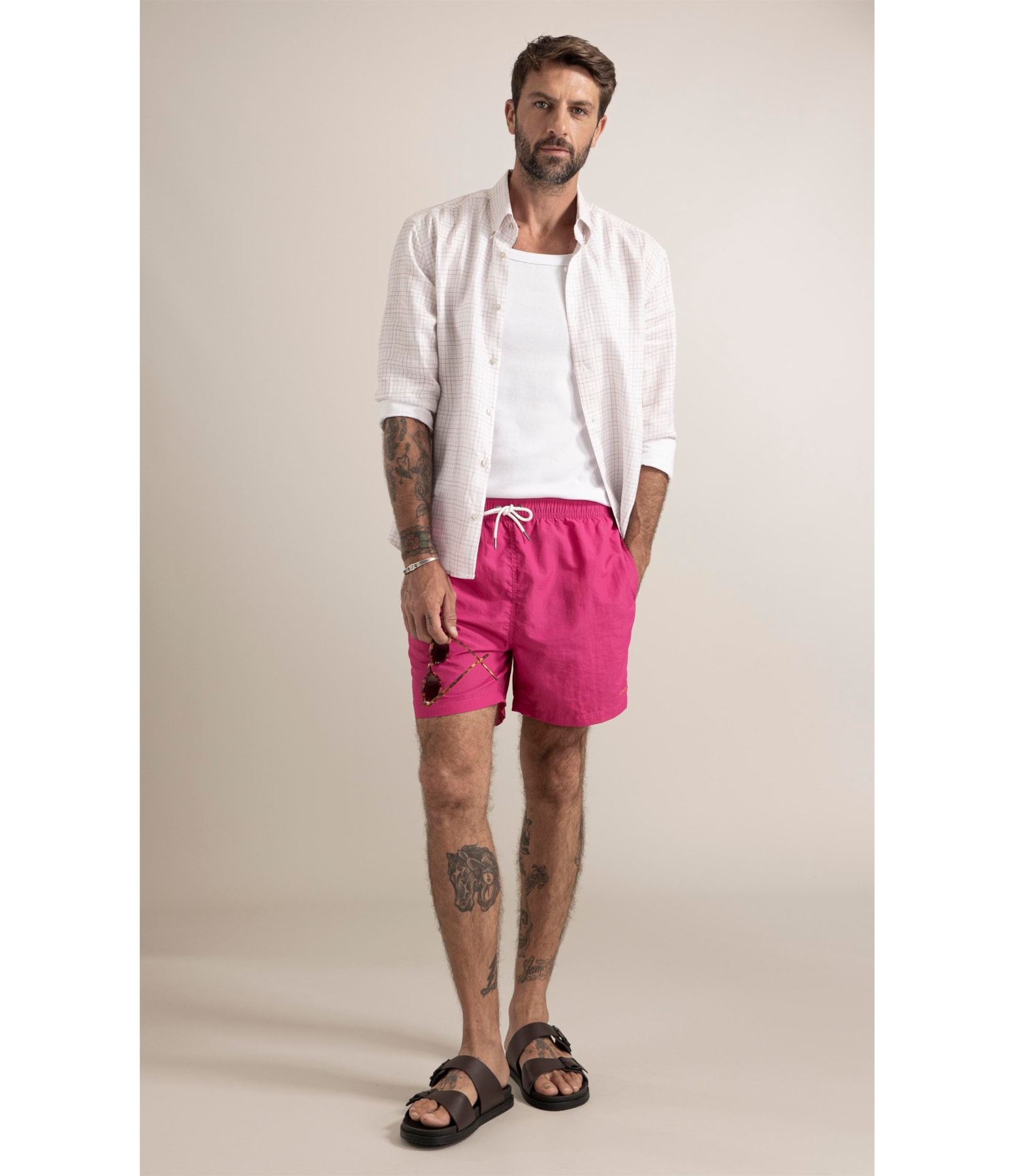 Beach Short Basic Regular Solid Pink