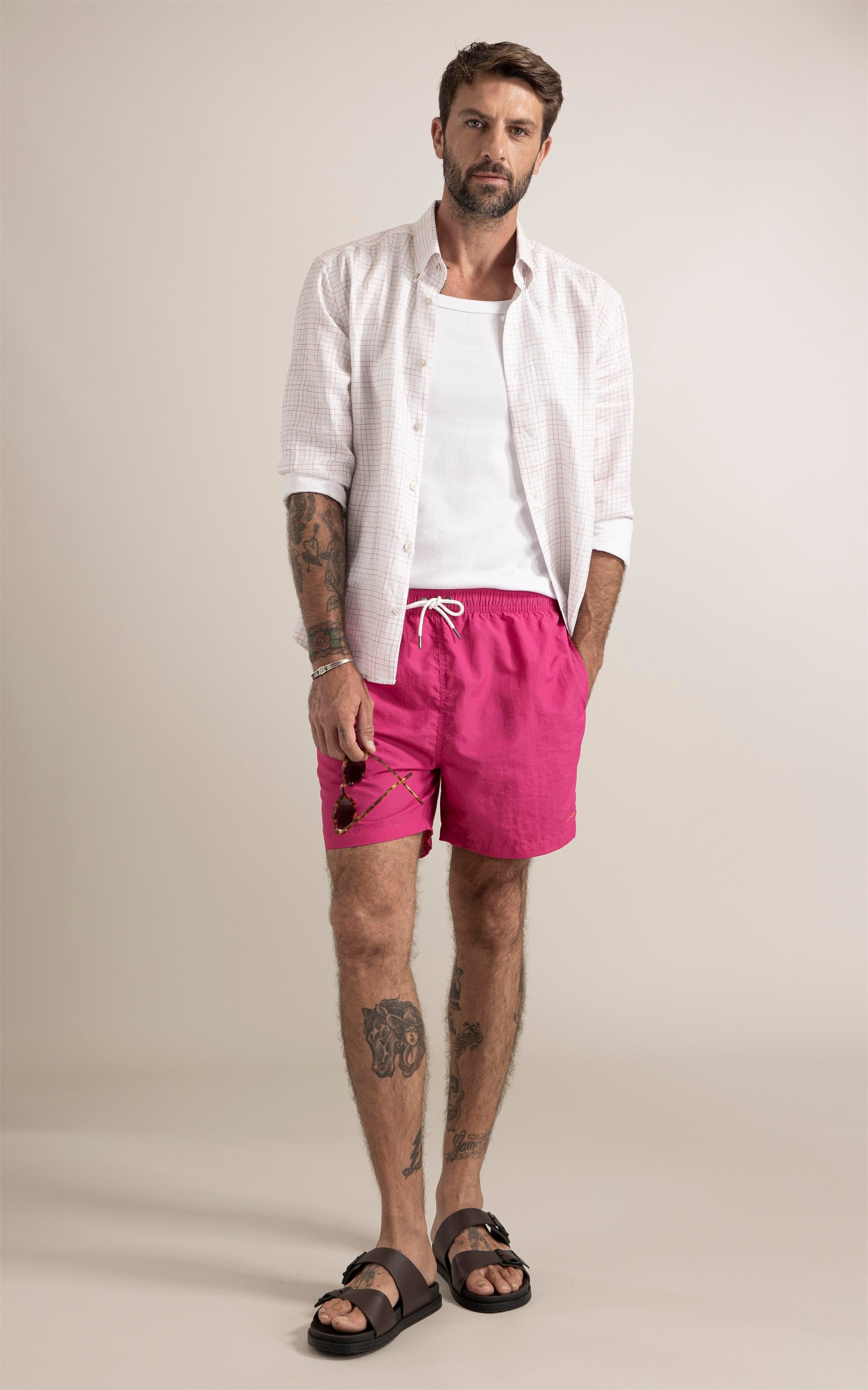 Beach Short Basic Regular Solid Pink