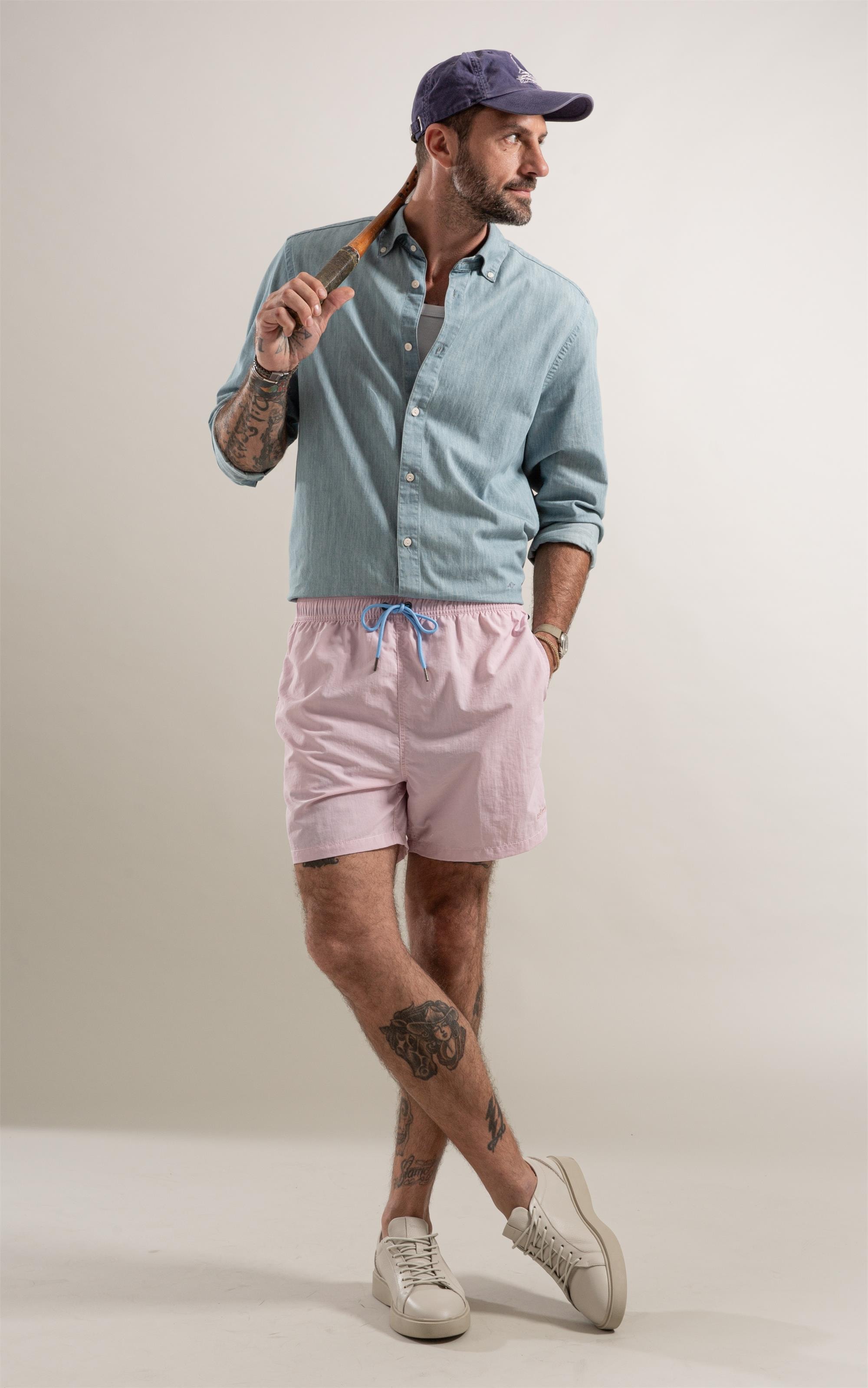 Beach Short Basic Regular Solid Rosa