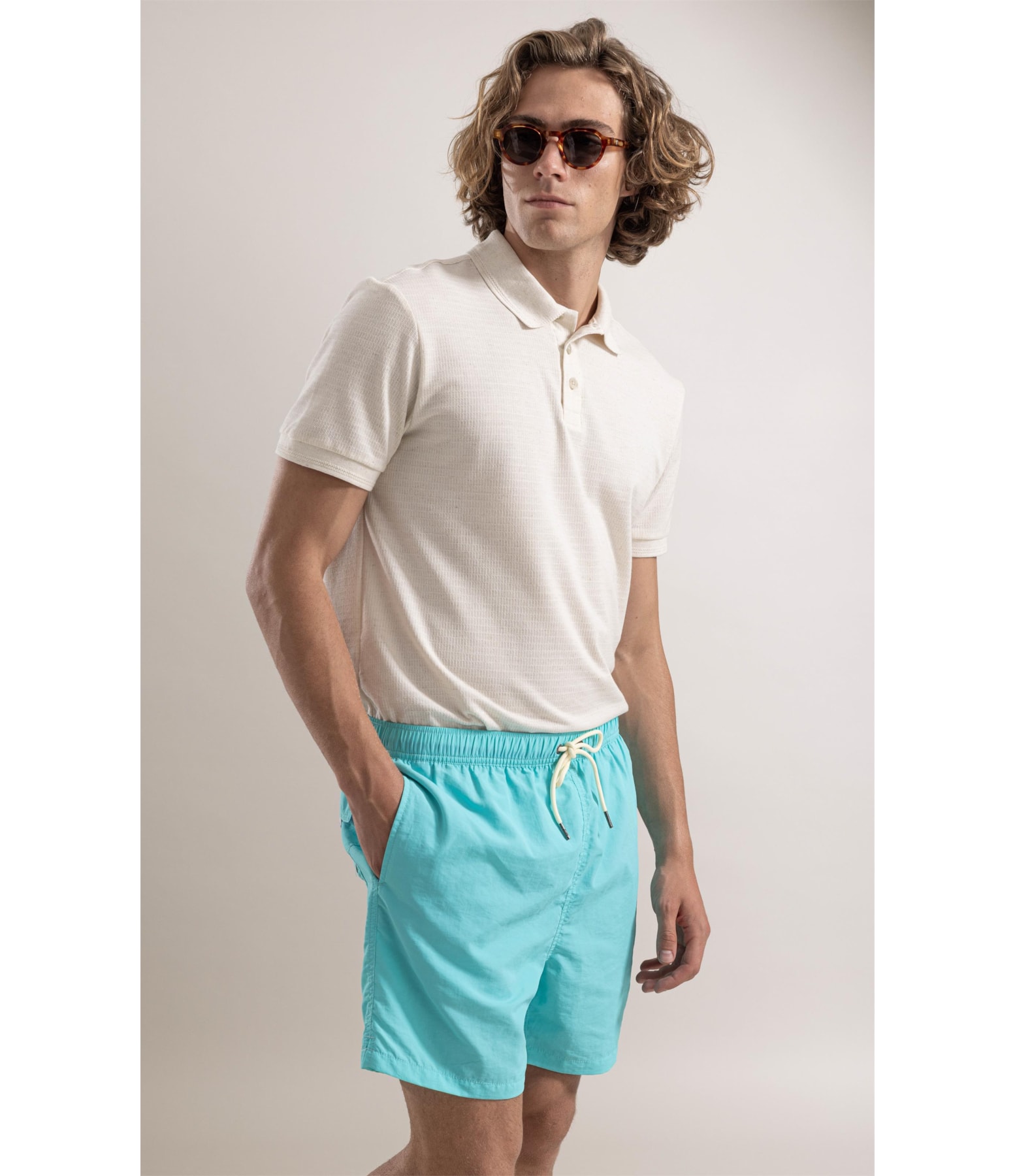 Beach Short Basic Regular Solid Verde Água