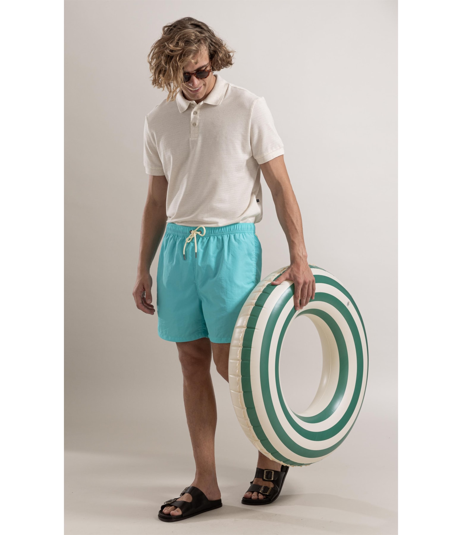 Beach Short Basic Regular Solid Verde Água