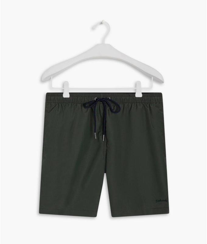 Beach Short Basic Regular Solid Verde Militar