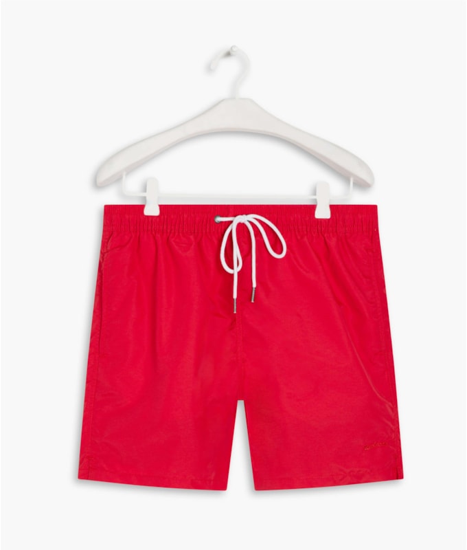 Beach Short Basic Regular Solid Vermelho