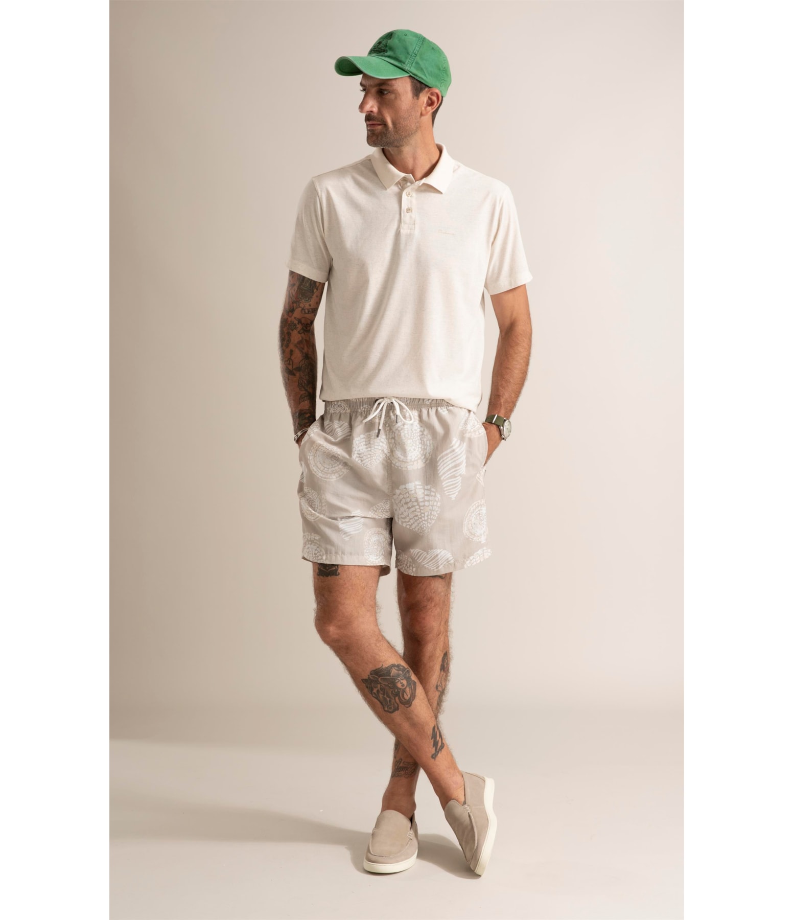 Beach Short Batik Shell Caqui