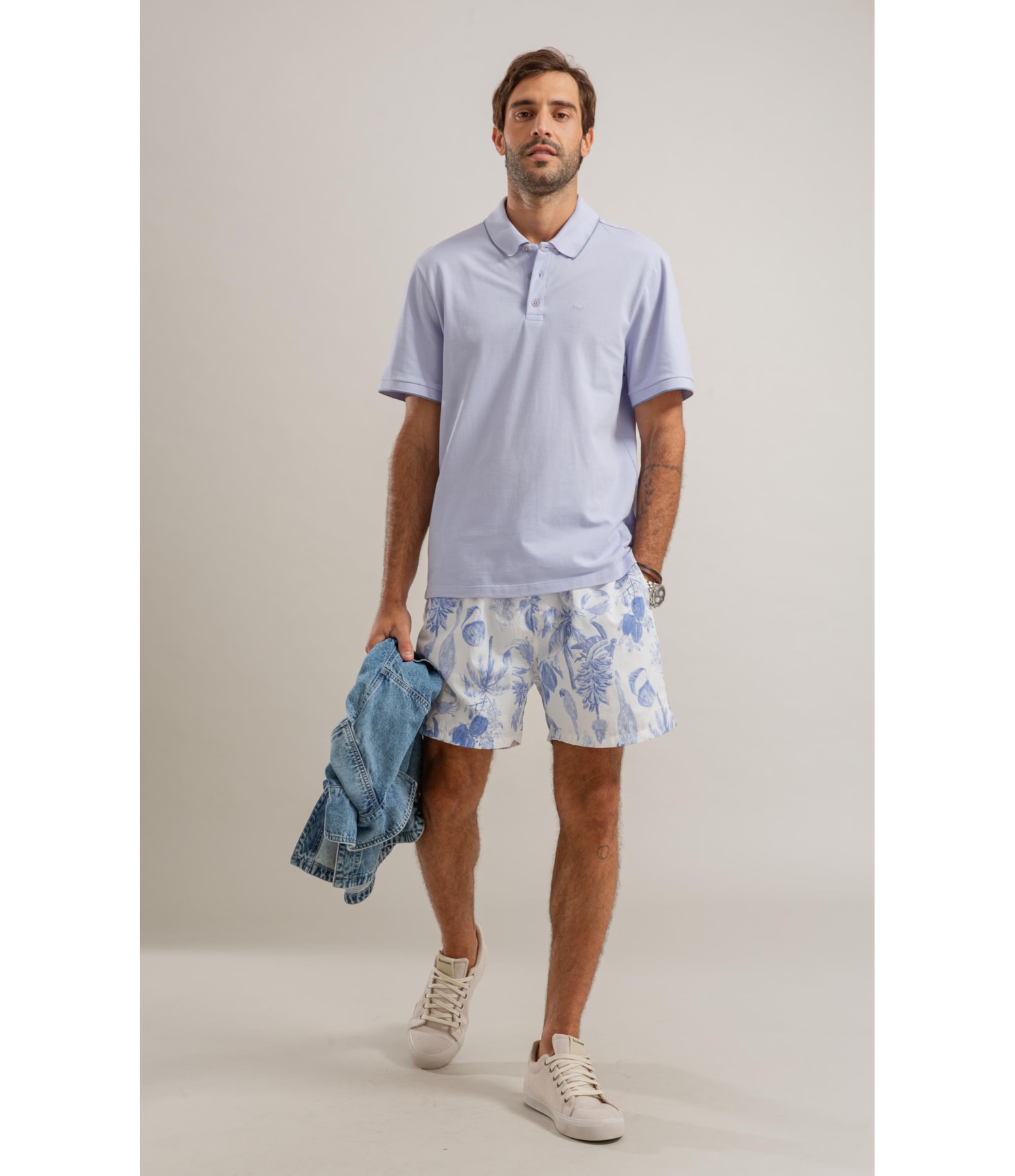 Beach Short Cacau Mono Regular Azul Bic