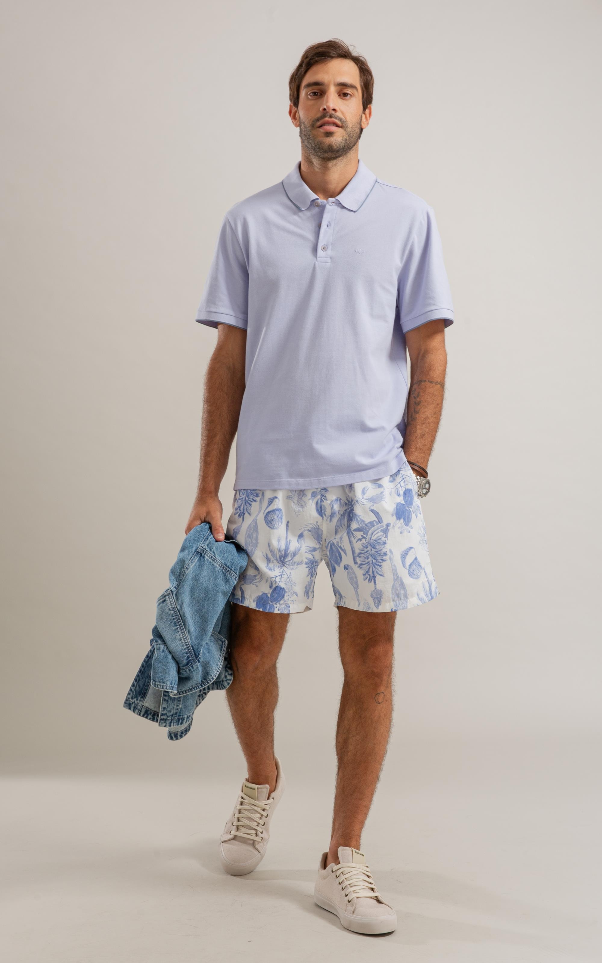 Beach Short Cacau Mono Regular Azul Bic