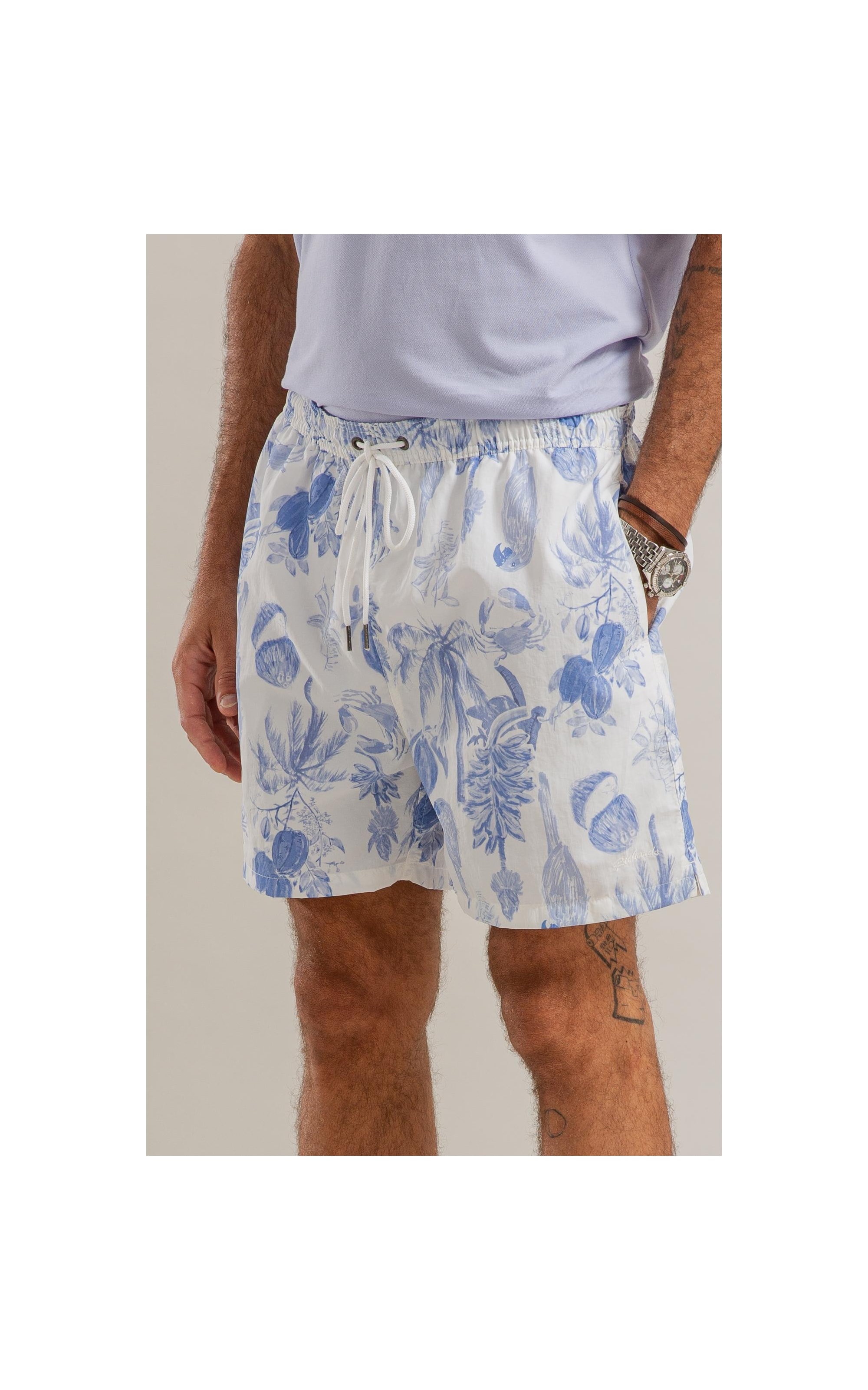 Beach Short Cacau Mono Regular Azul Bic
