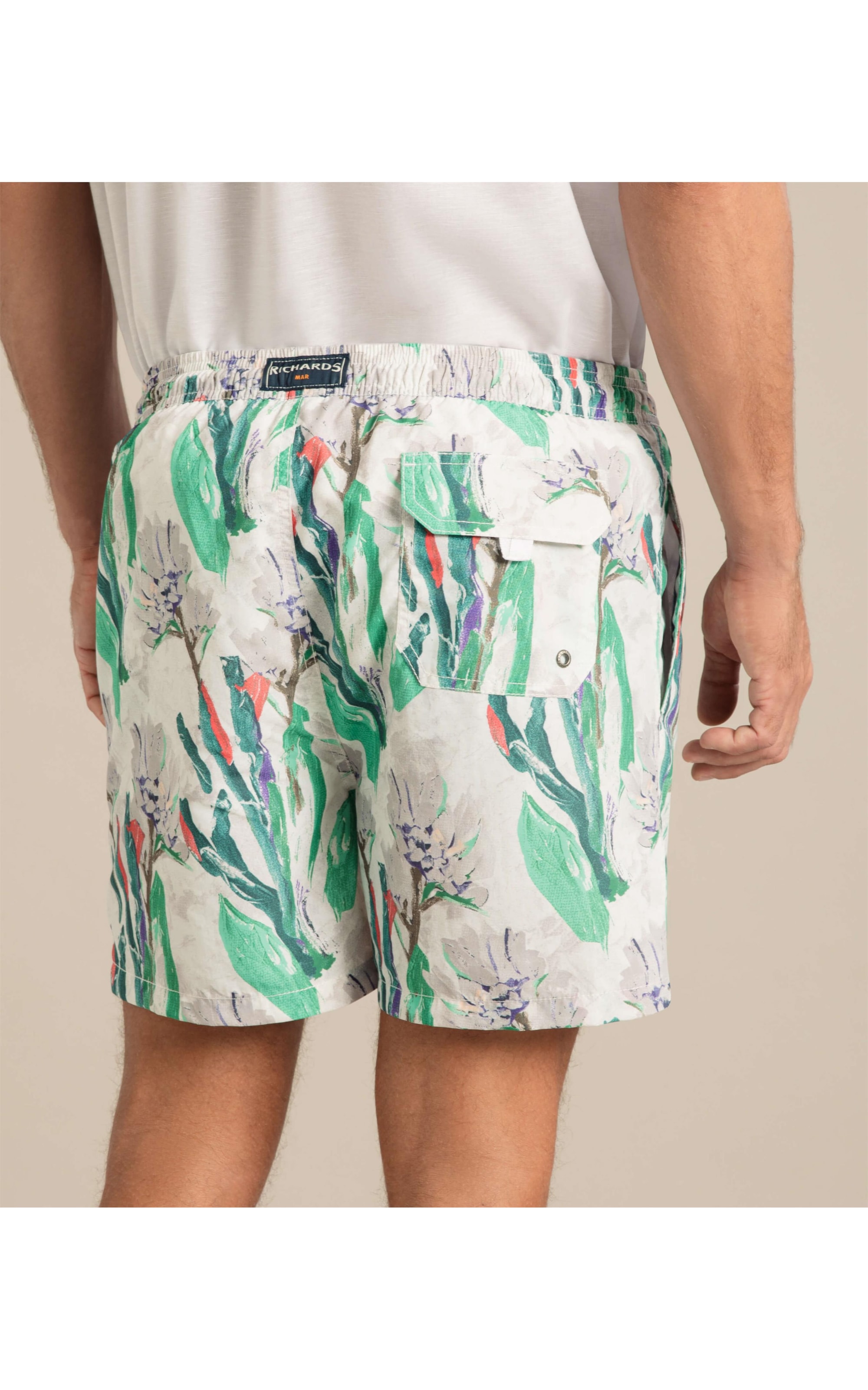 Beach Short Canvas Flower Regular Branco