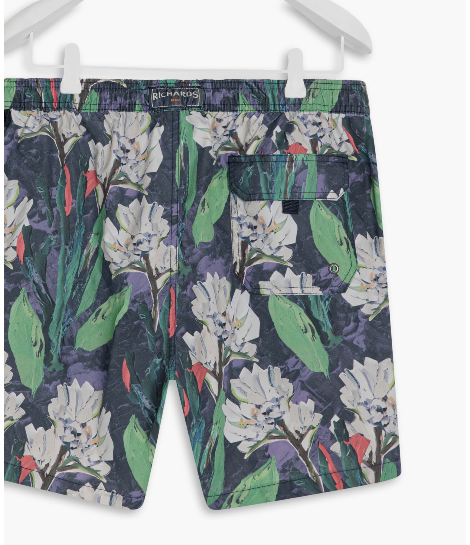 Beach Short Canvas Flower Regular Marinho