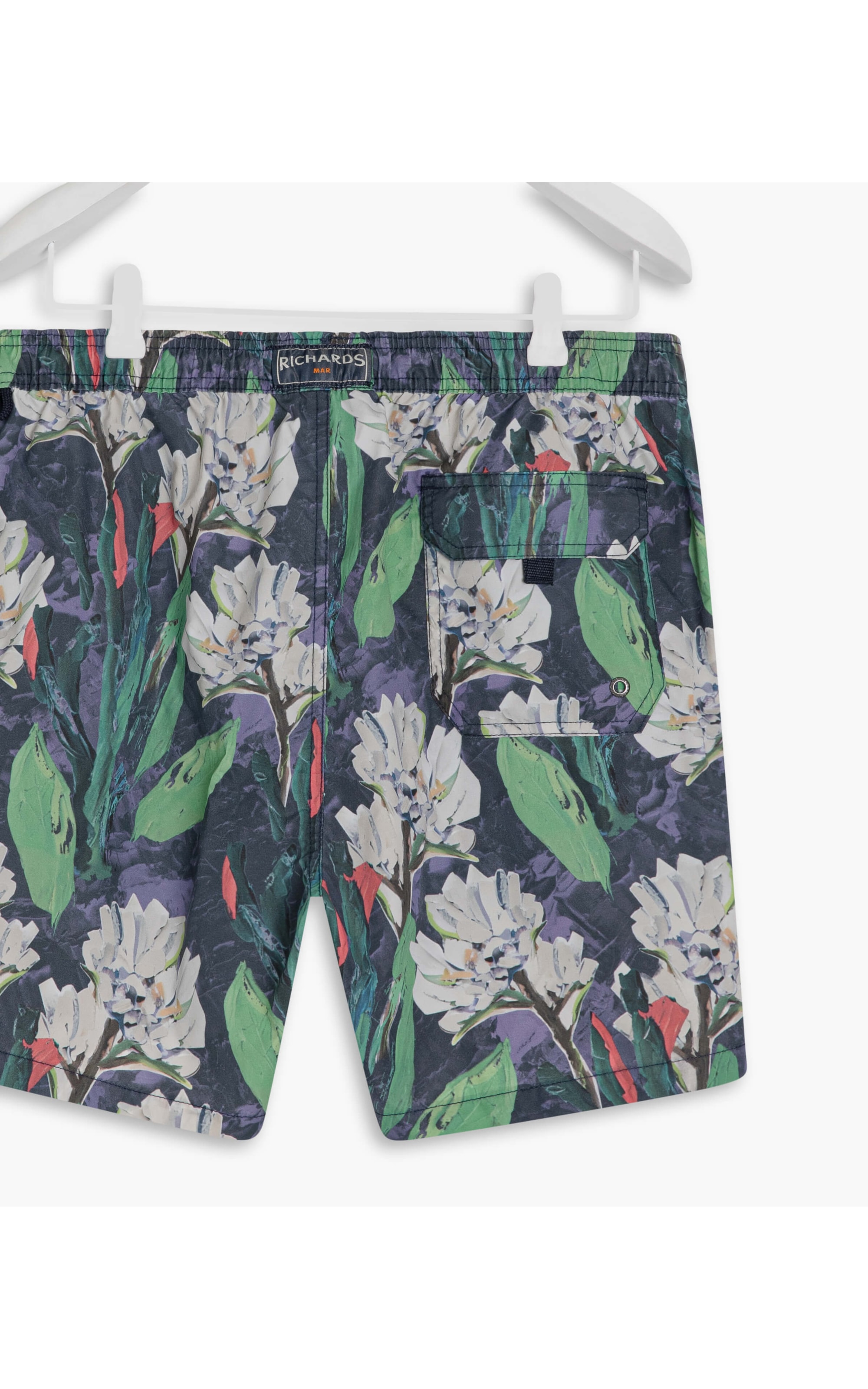 Beach Short Canvas Flower Regular Marinho