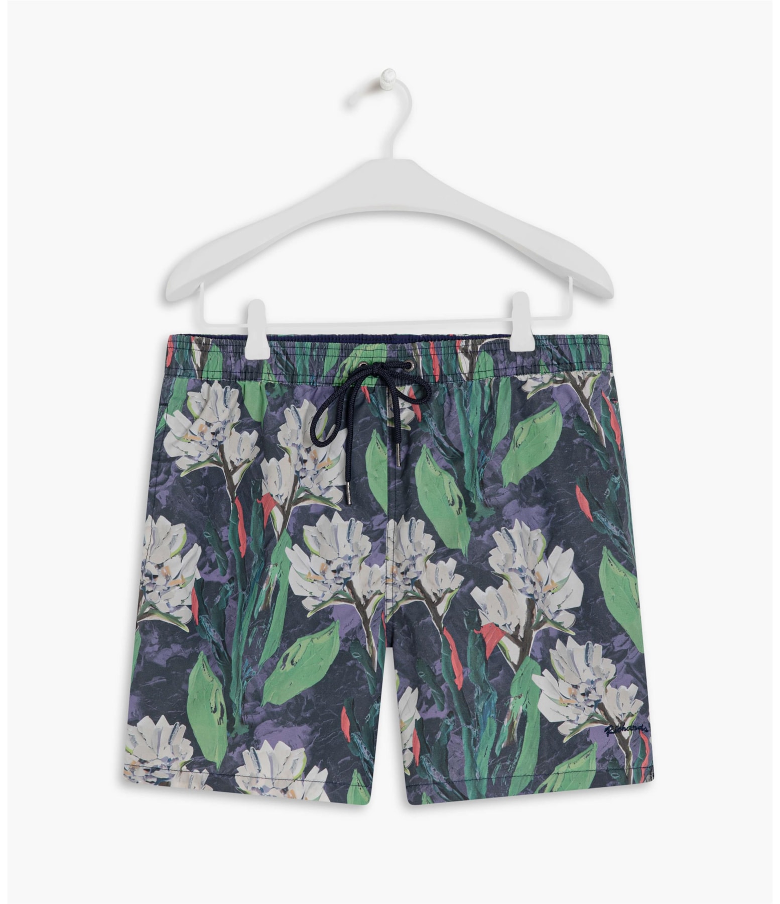 Beach Short Canvas Flower Regular Marinho