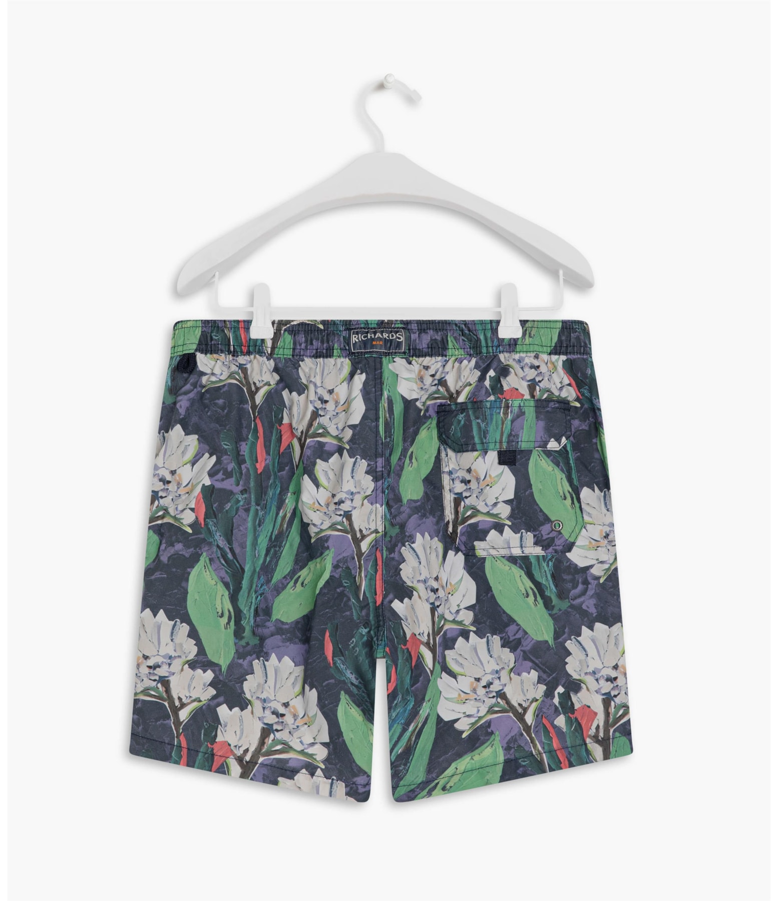 Beach Short Canvas Flower Regular Marinho