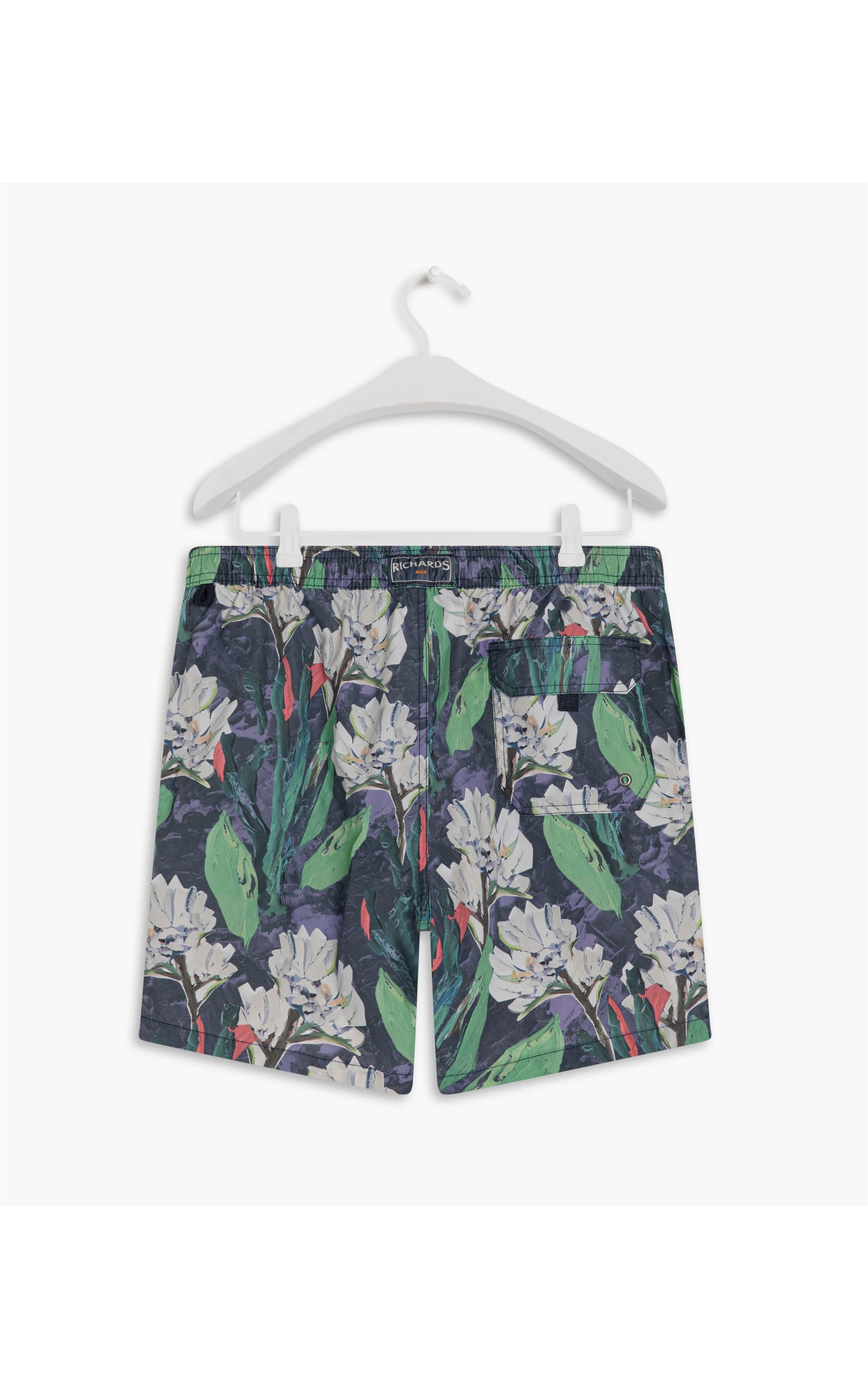 Beach Short Canvas Flower Regular Marinho