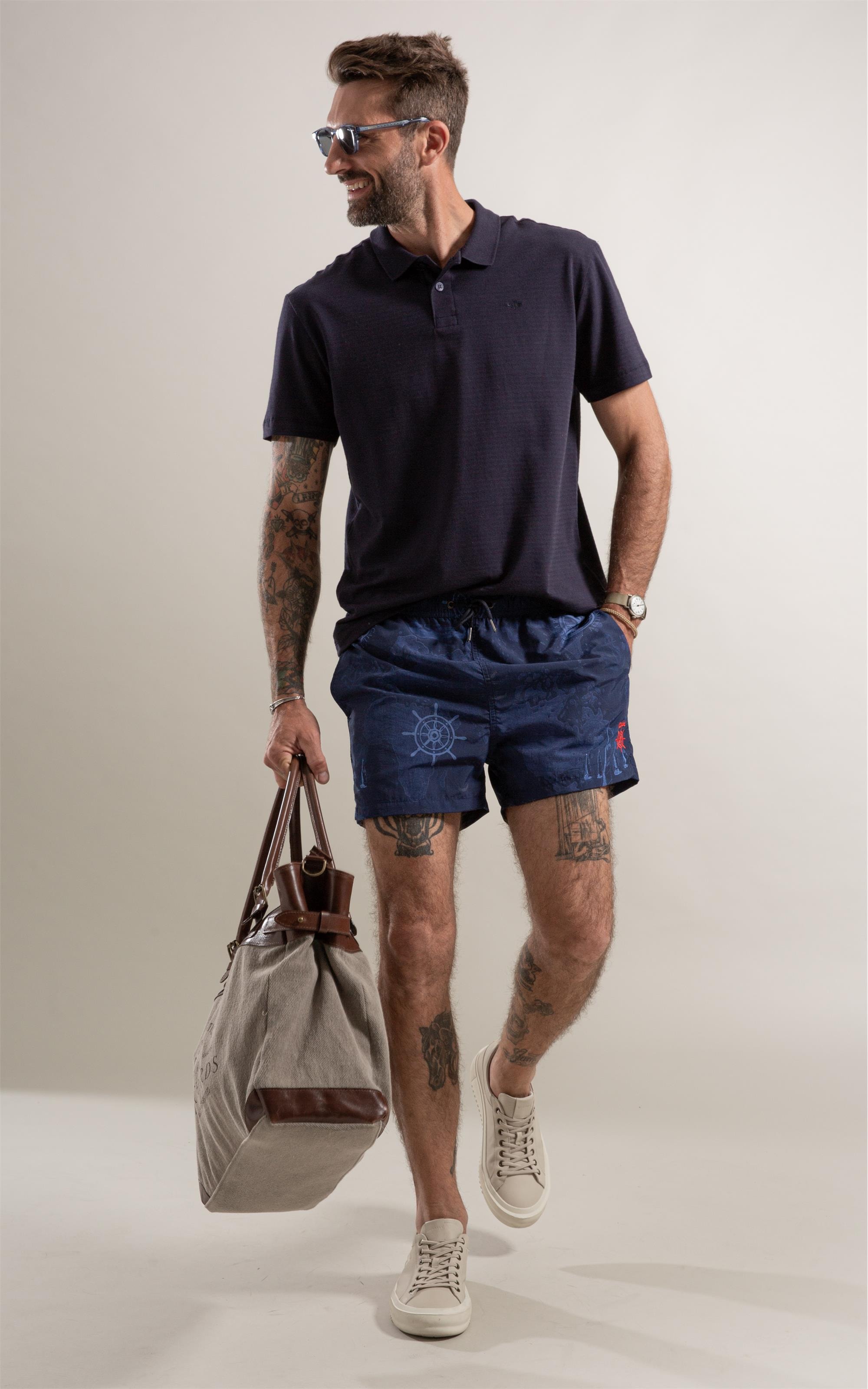 Beach Short Carta Náutica Biarritz Dark Navy