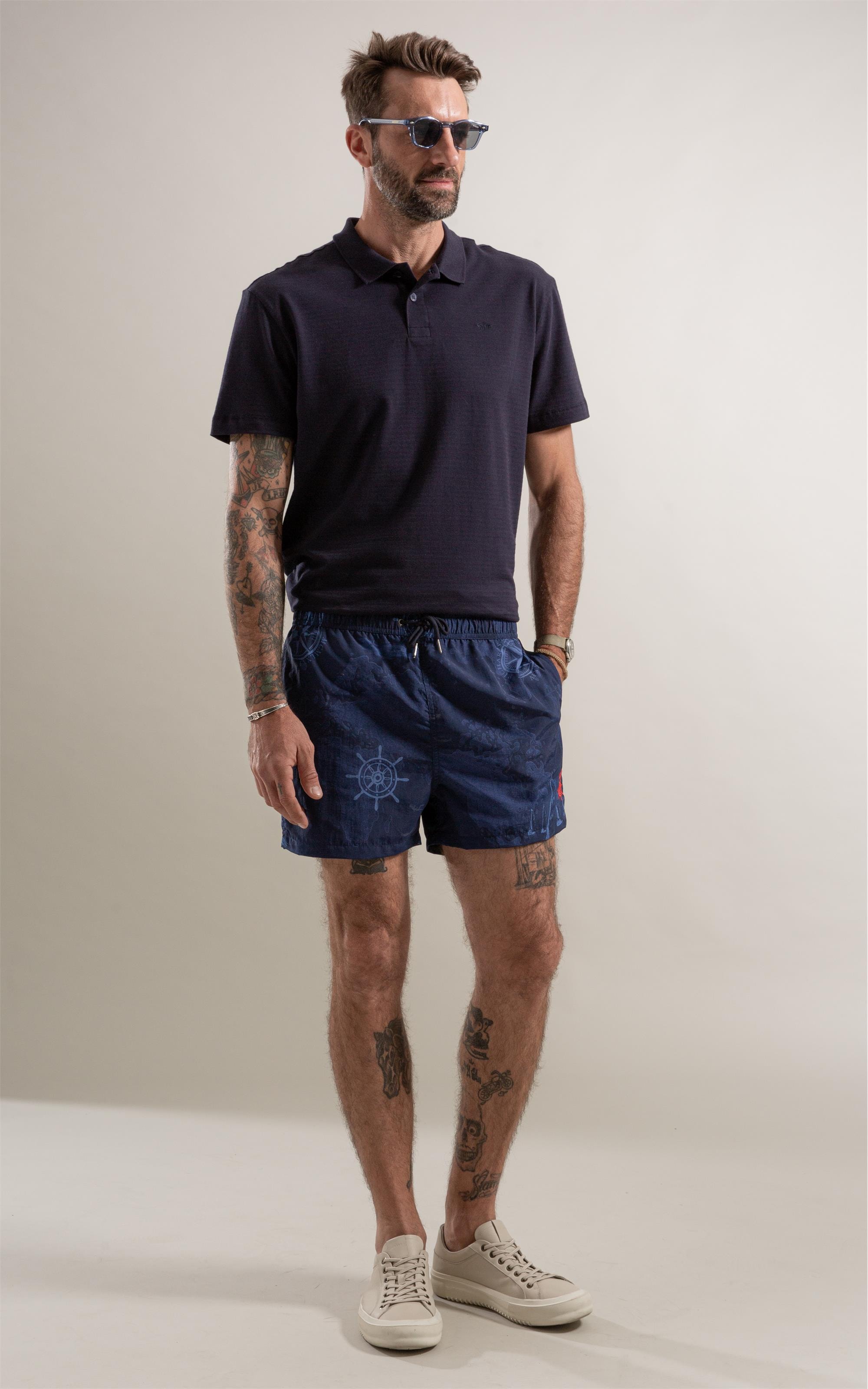 Beach Short Carta Náutica Biarritz Dark Navy