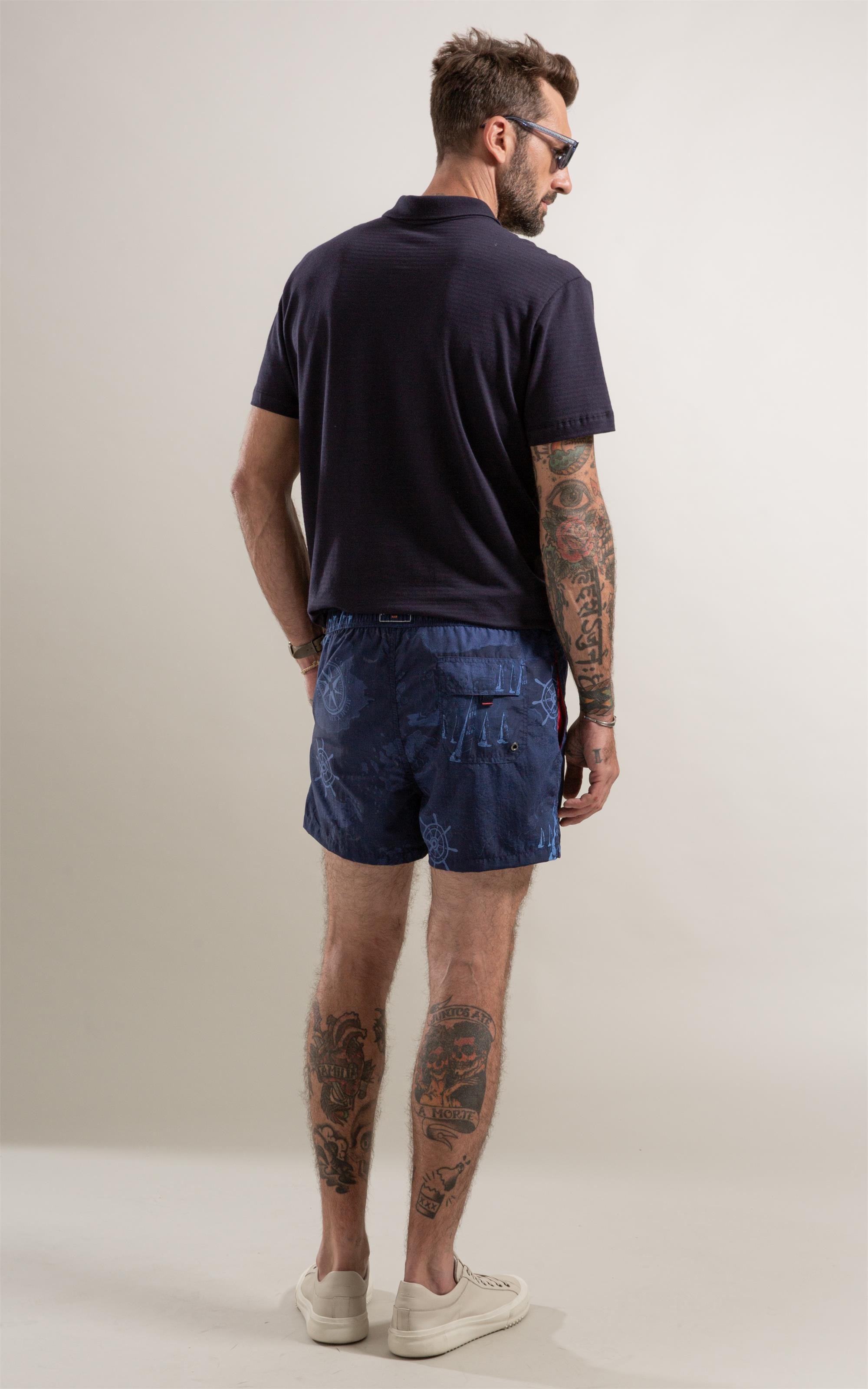 Beach Short Carta Náutica Biarritz Dark Navy