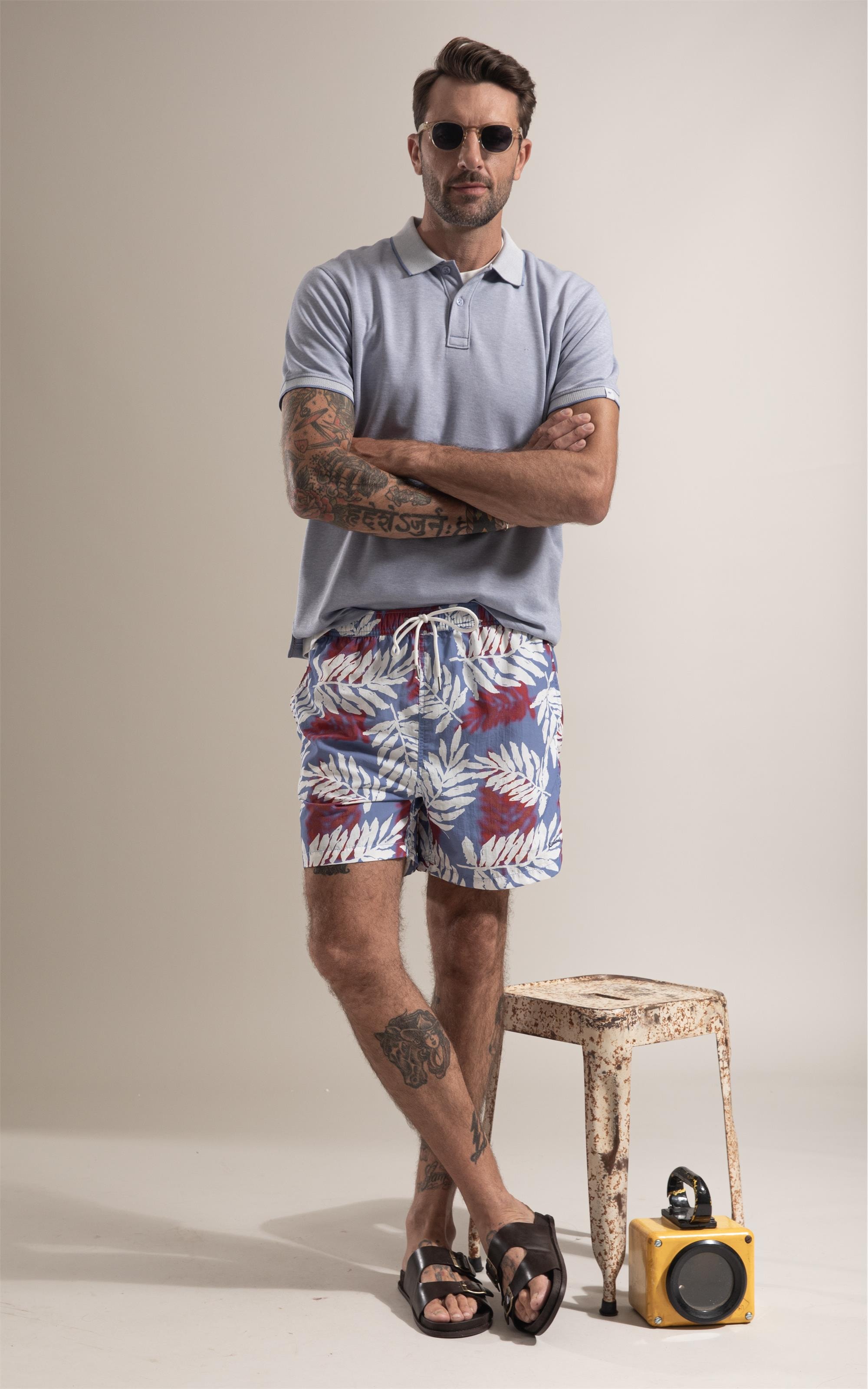 Beach Short Feuillage Azul Claro