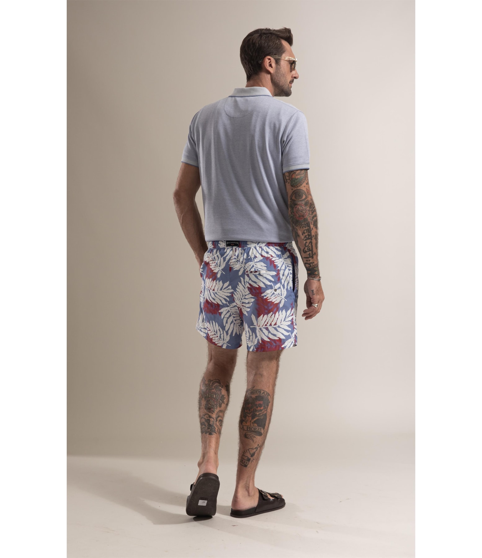 Beach Short Feuillage Azul Claro