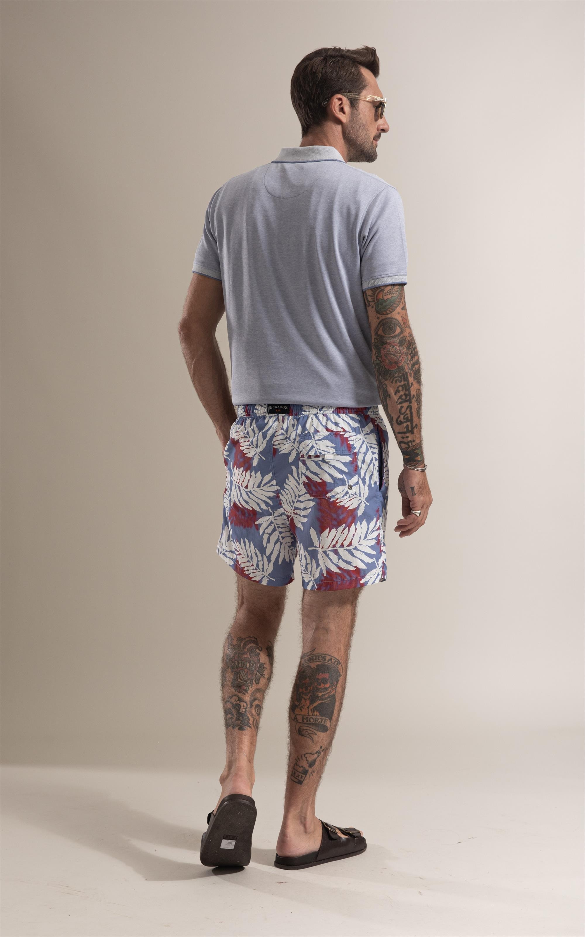 Beach Short Feuillage Azul Claro