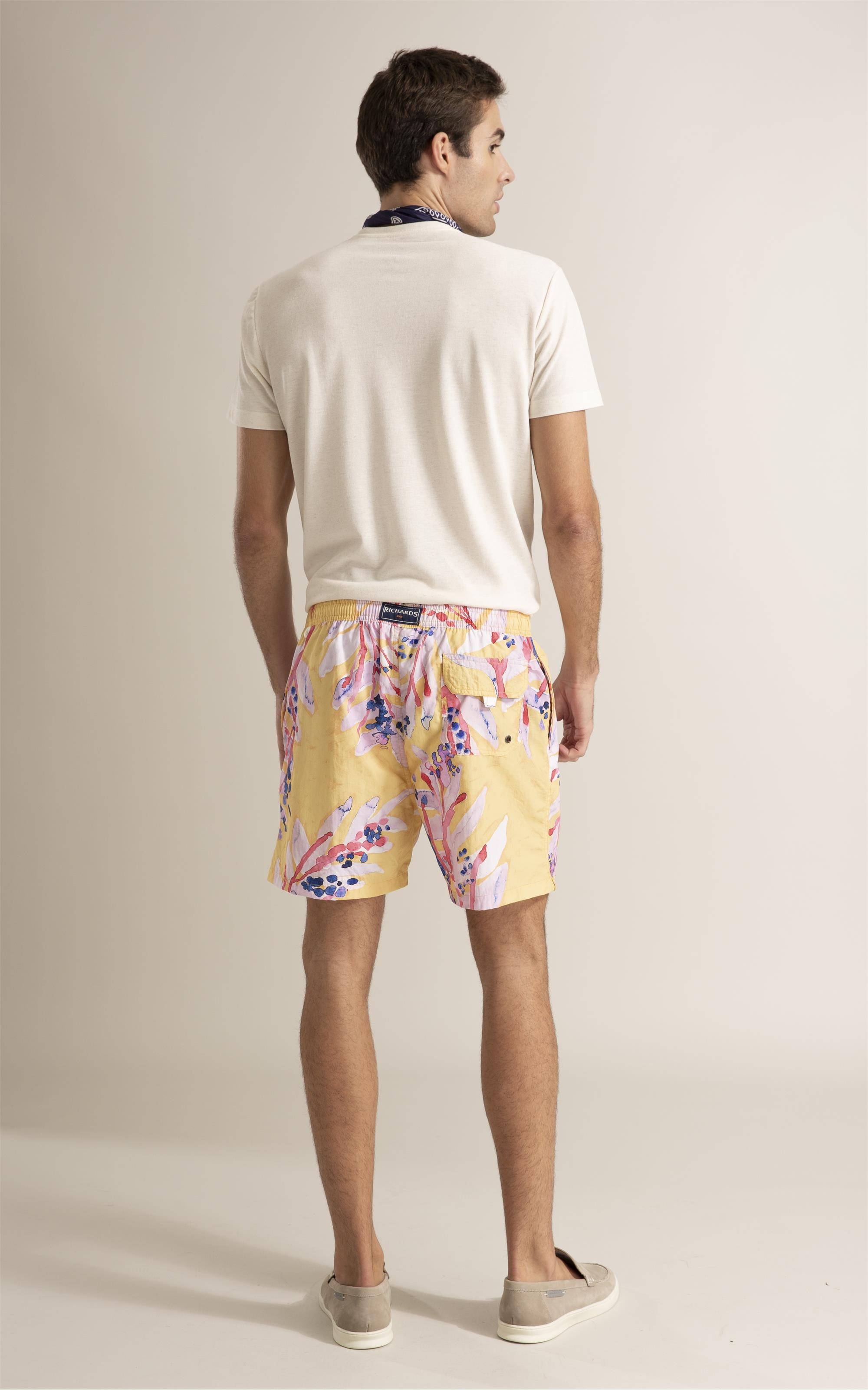 Beach Short Floral Brush Amarelo