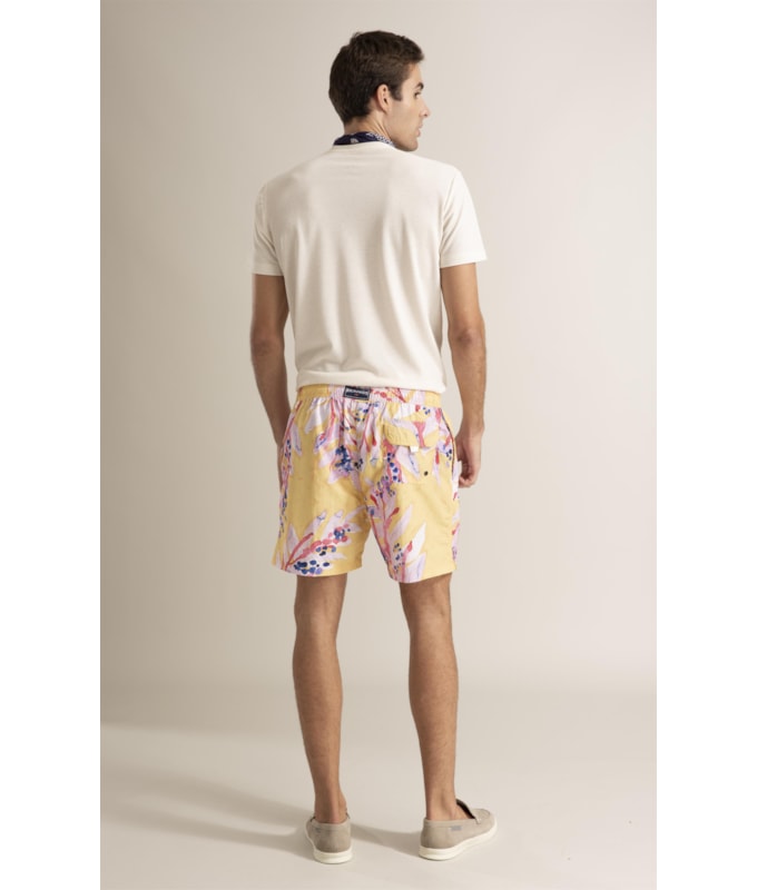 Beach Short Floral Brush Amarelo