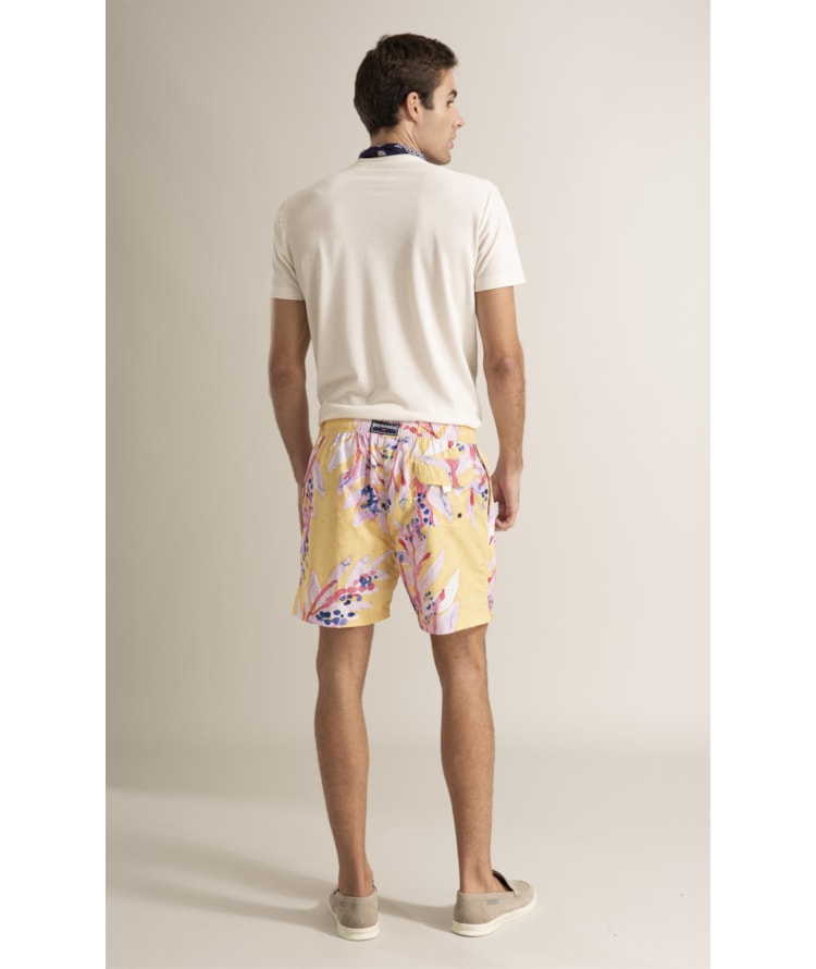 Beach Short Floral Brush Amarelo