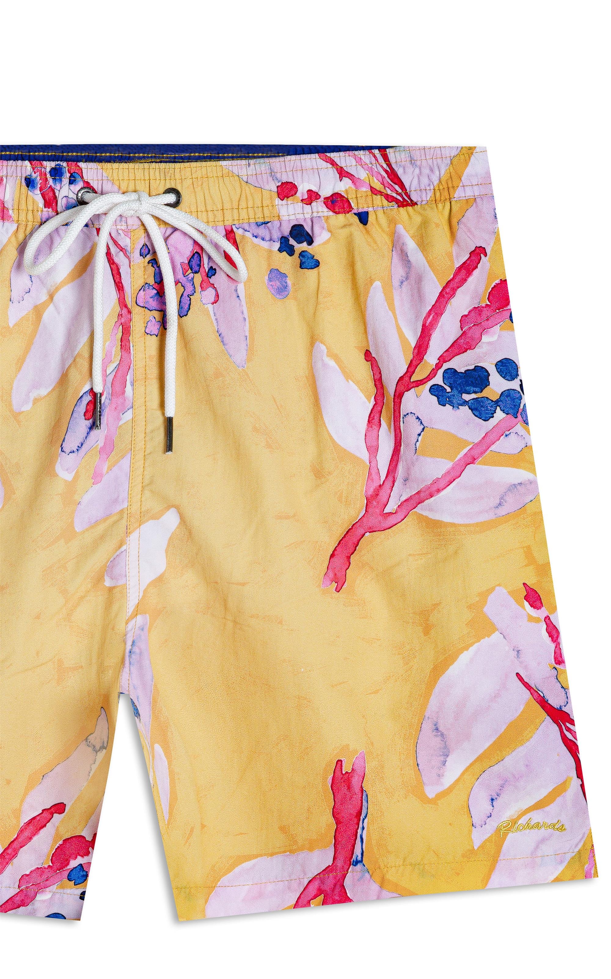 Beach Short Floral Brush Amarelo
