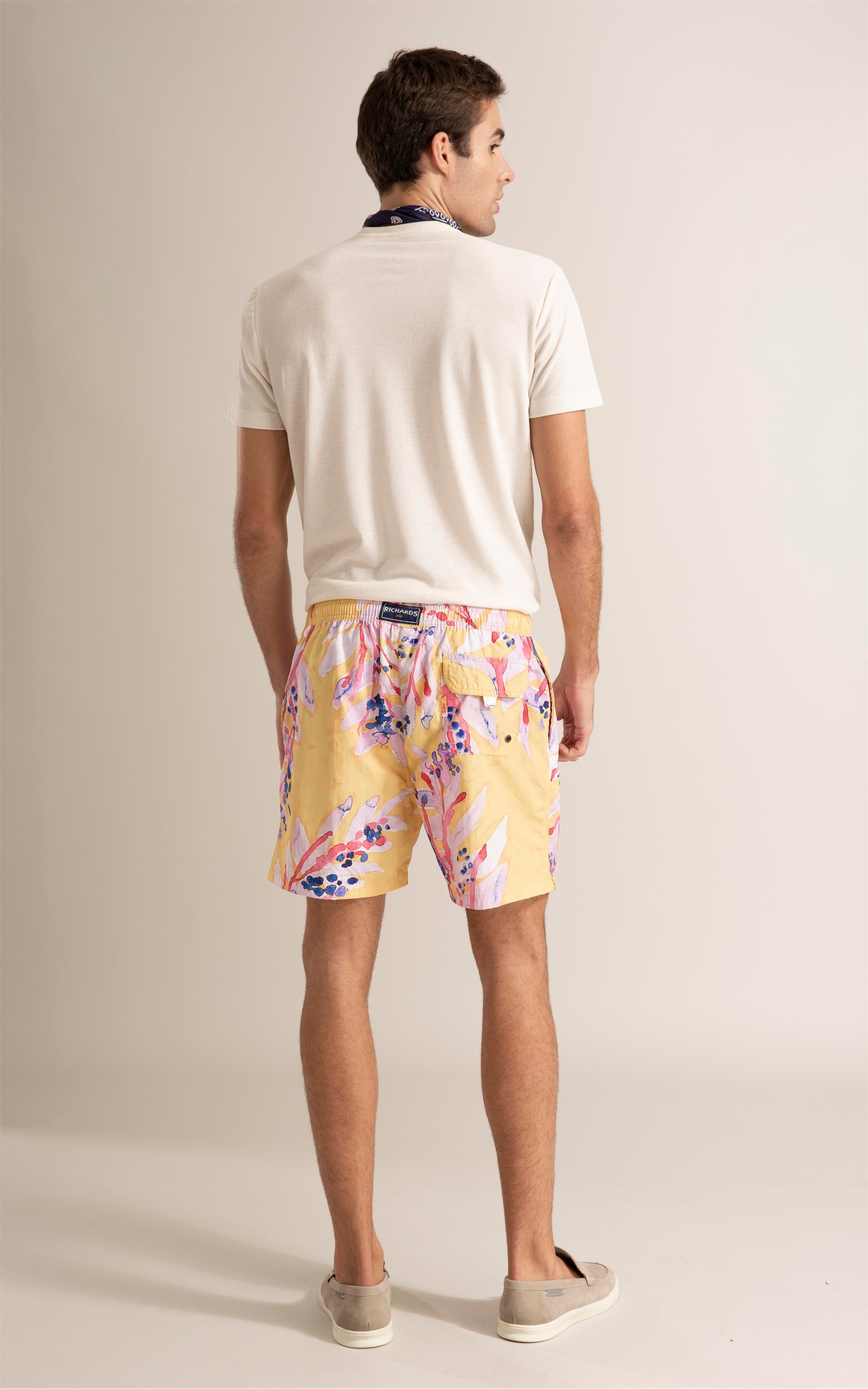 Beach Short Floral Brush Amarelo